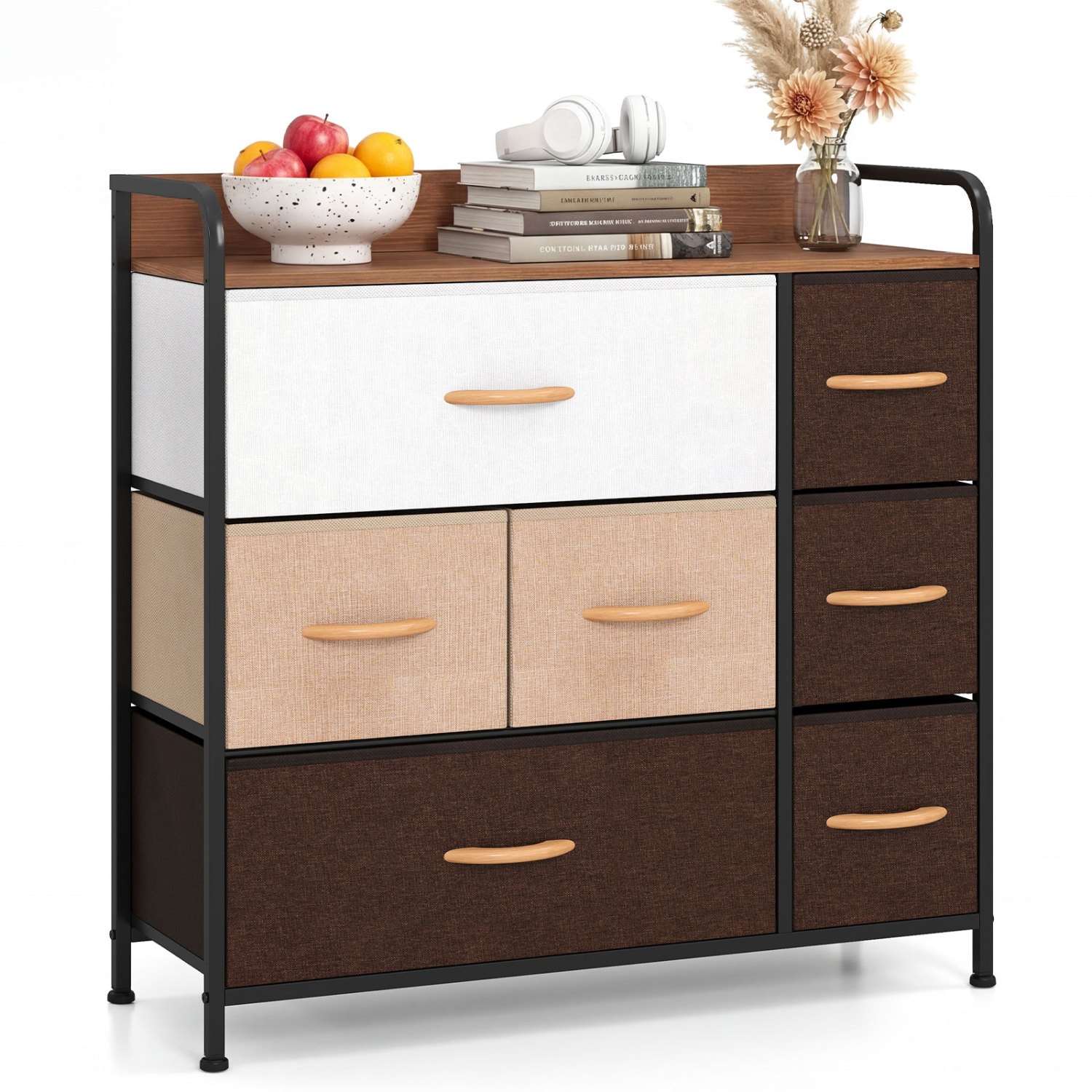 Clihome 7 Drawer Cream+Brown 32-in W Standard dresser