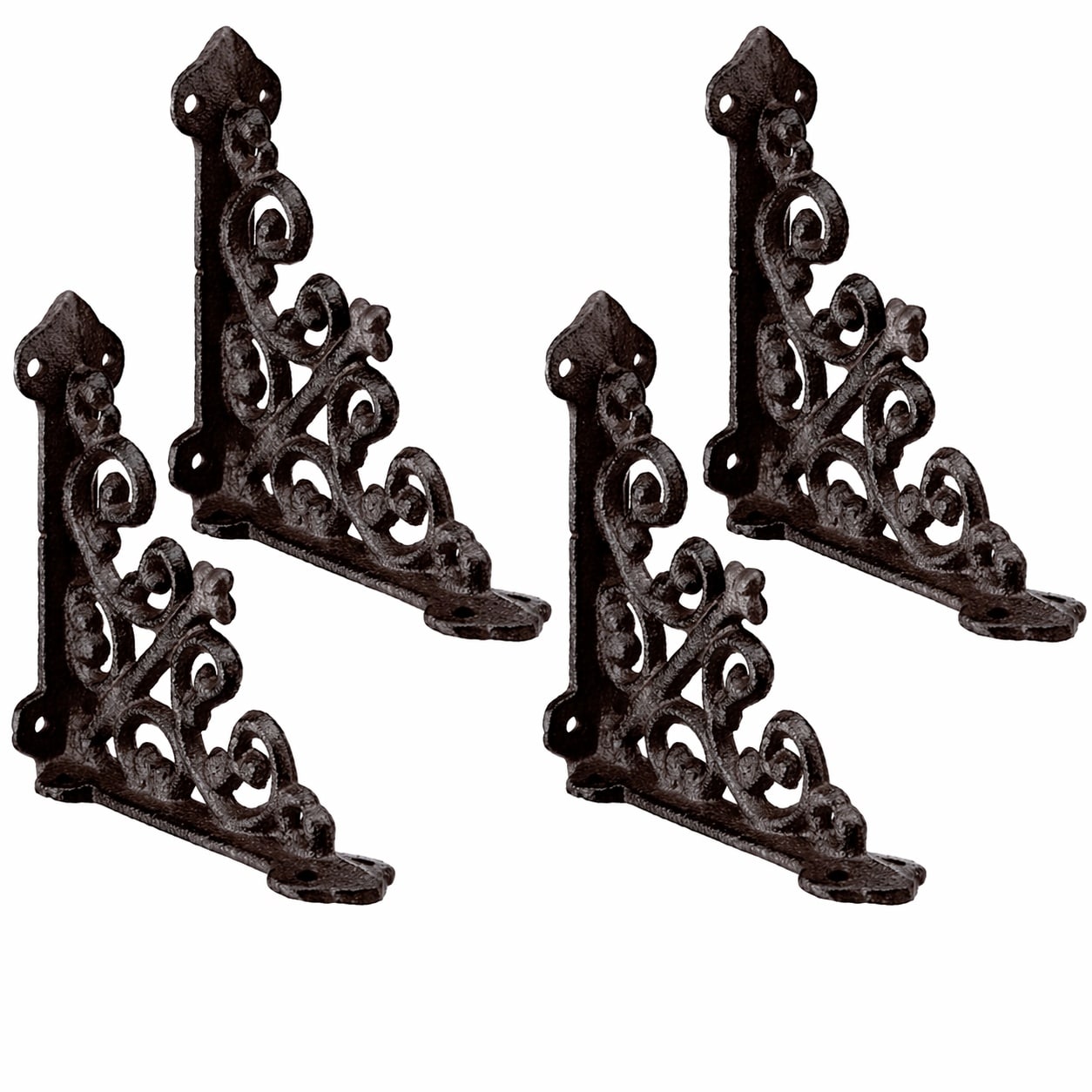 Aoibox  4 Pack Cast Iron Wall Mount Shelf Brackets 3 875 x 3 875 in Victorian Style Decorative Heavy Duty Unit
