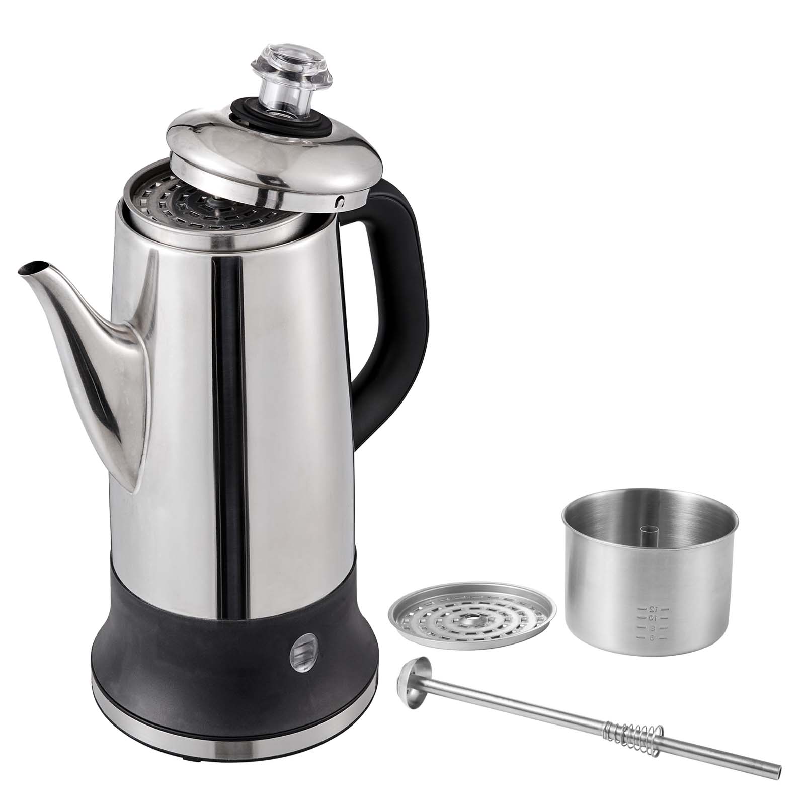 VEVOR Electric Percolator Coffee Pot 12-Cup Coffee Urn with Automatic ...