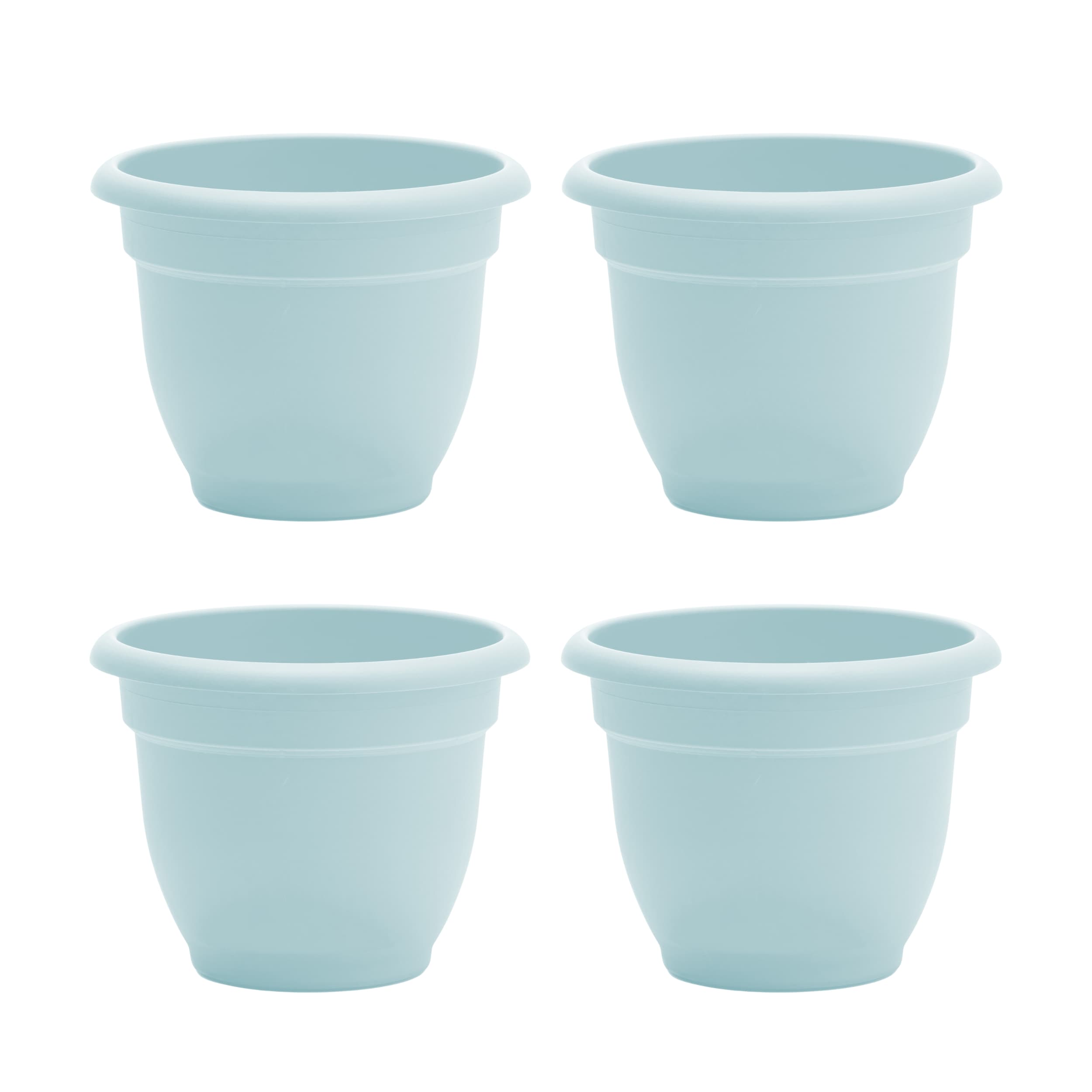 Bloem DCB-APMIX15 4 -Pack Round 11.0-in W Small Blue Plastic Indoor/Outdoor Planter with Drainage Holes with Self Watering