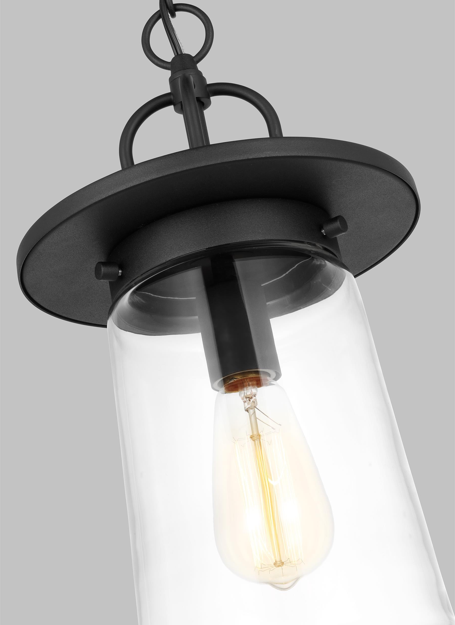 Tybee Black Clear Glass 1-Light Outdoor Pendant