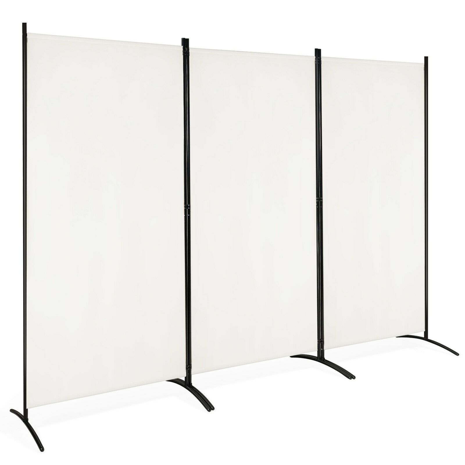 Slickblue 3-Panel Polyester and Steel Folding Curved Feet Style Room Divider for Bedroom Living Room Office- Multiple Color Option