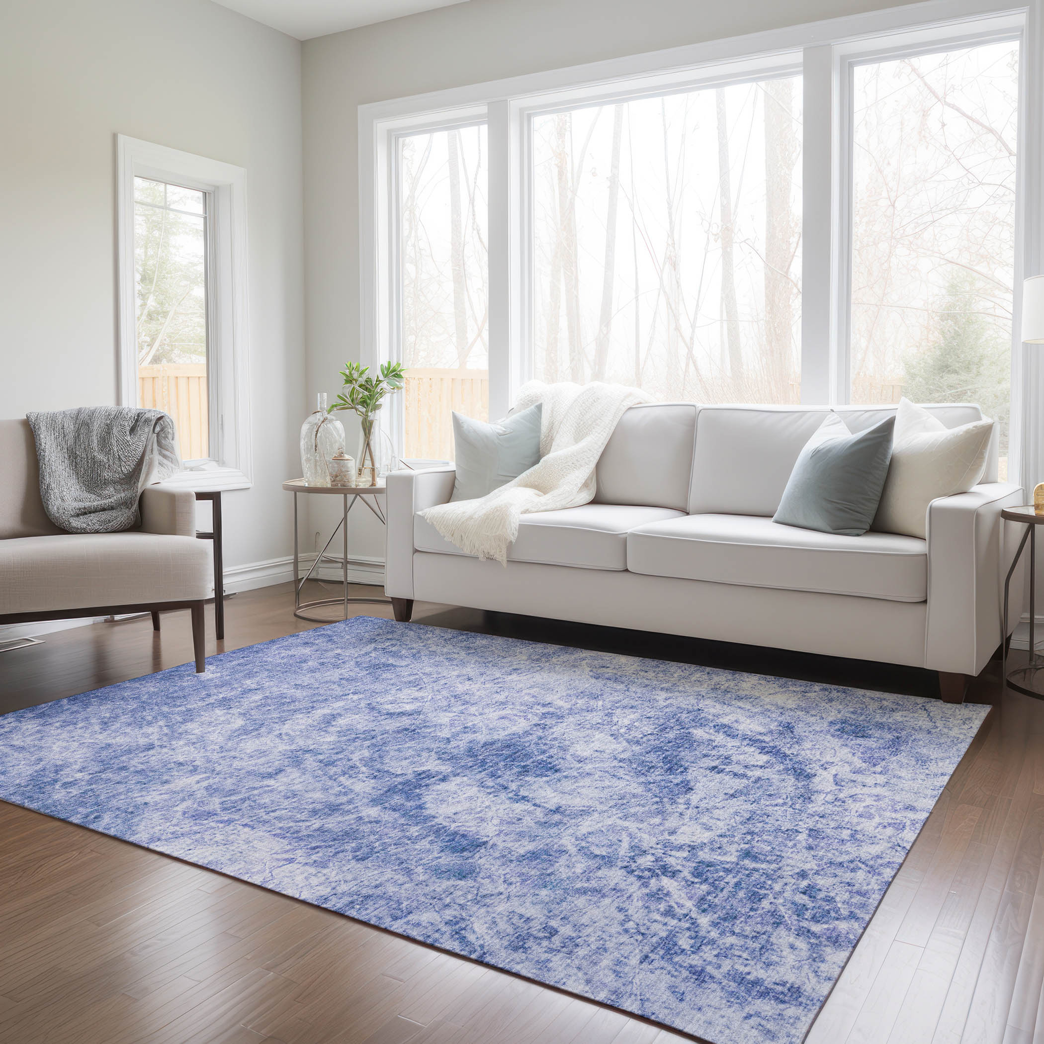 Addison Rugs ACN553BU9X12 Chantille ACN553BU 9 x 12 (ft) Polyester Blue Rectangular Indoor/Outdoor Stripe Machine washable Area rug