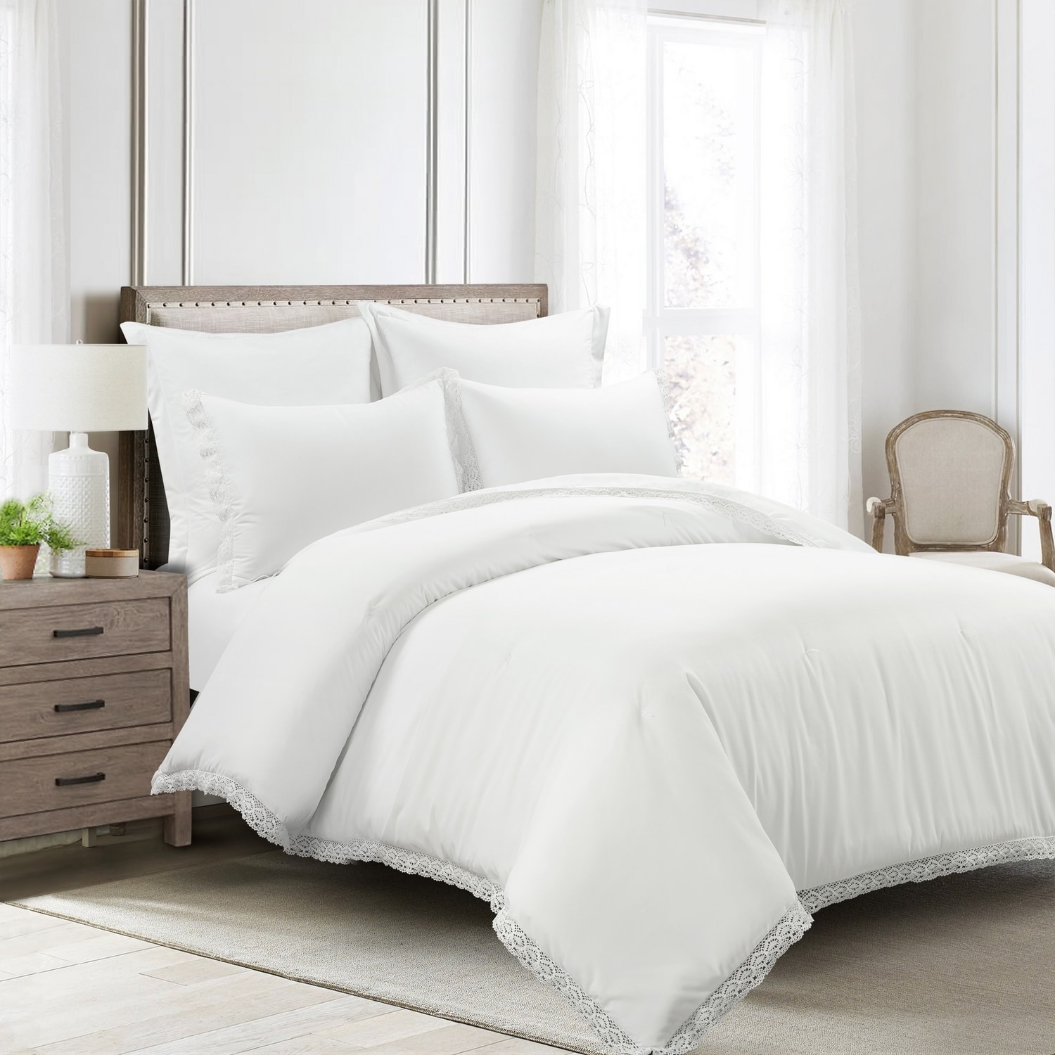 Lush Decor 21T012784 Pure White Solid Full/Queen Comforter