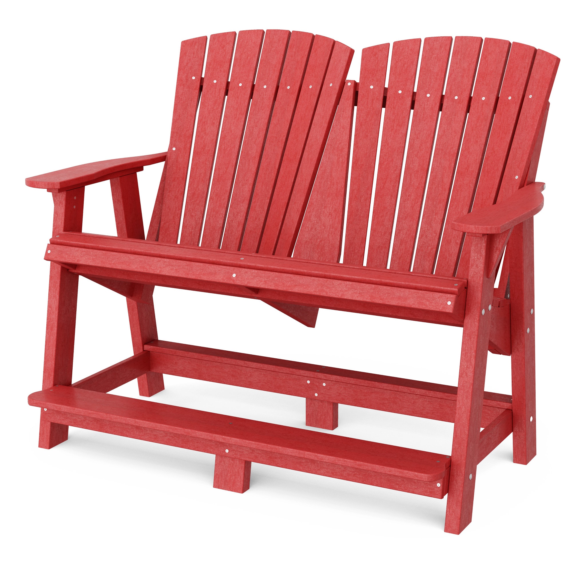 Wildridge LCC-130-CR Heritage Double High Cardinal Red HDPE Frame Stationary Adirondack Chair with Slat Seat