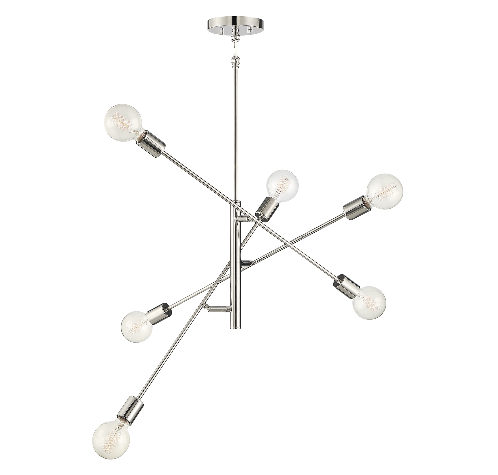 Meridian Lite Trends M10084PN Meridian 6 -Light Polished Chrome Modern/contemporary For Use in Bedrooms, Dining Rooms, Foyers, Kitchens, Living Rooms Chandelier