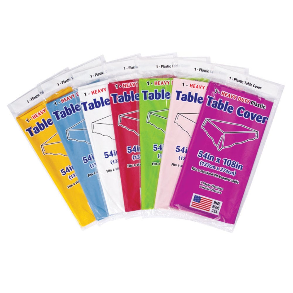 Diamond Visions  Assorted Heavy Duty Plastic Disposable Tablecloths 54 by 108 in Pack of 48