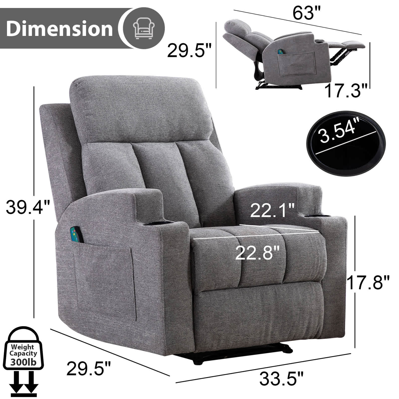 Bestier USLOW-L504832C-SR recliners - View #5