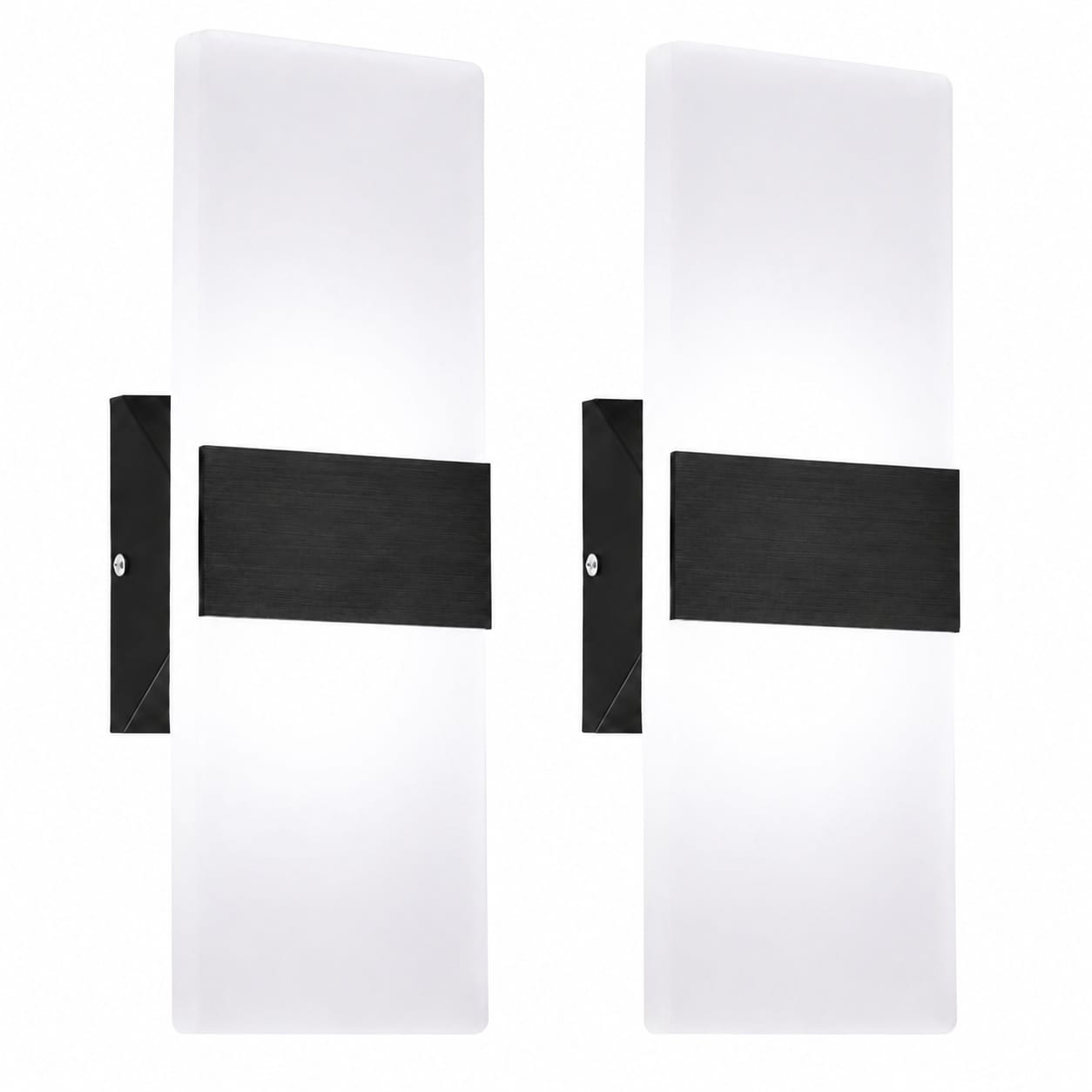 Aoibox  Dimmable LED Wall Sconce Set of 2 12W 6000K Cool White Black Aluminum Acrylic Hardwired 11 4 in Sconces