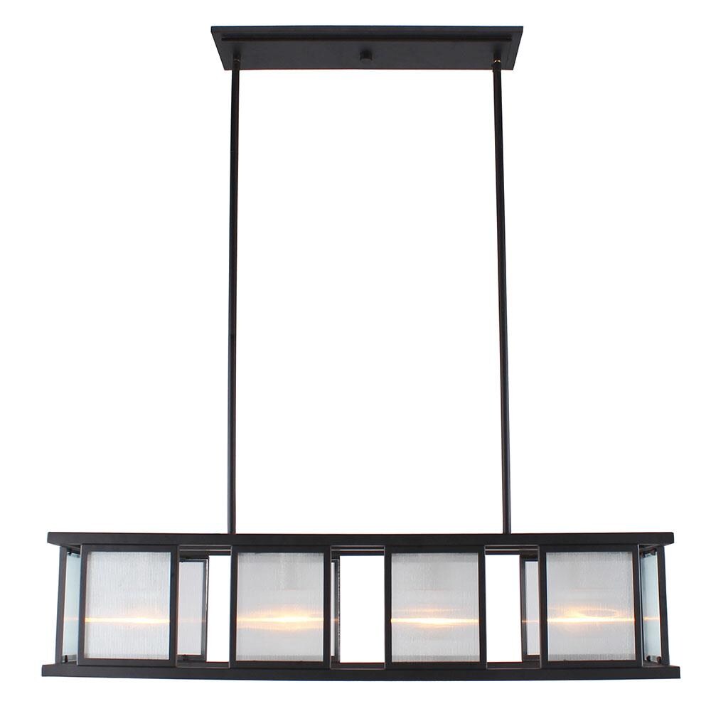 Eglo Henessy 4 Light Black Transitional Seeded Glass Square Hanging Pendant Light In The Pendant