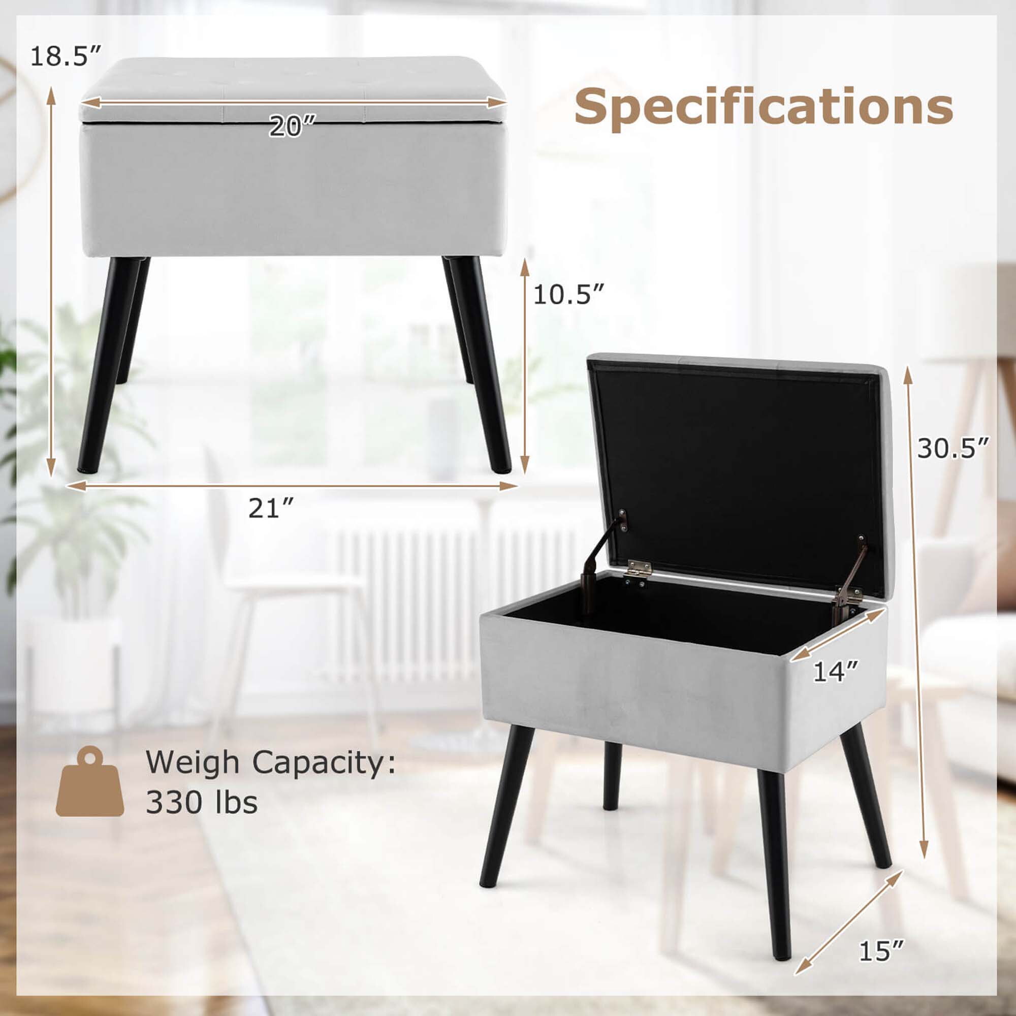 Costway HCST03468 Vanity-Stools - View #2