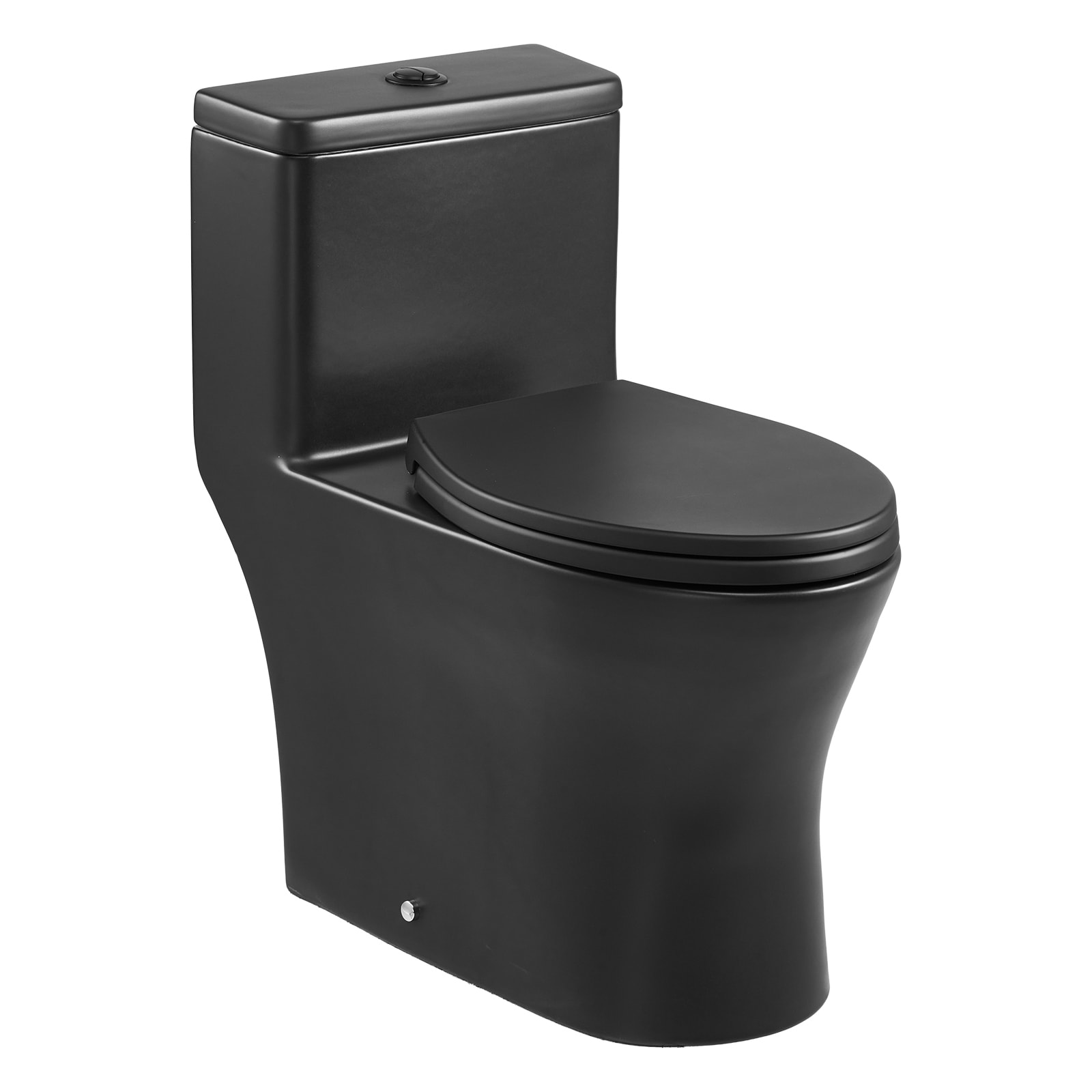 VEVOR One-Piece Toilet Elongated Toilet Vortex Dual-Flush 1.0/1.28 GPF Toilets for Bathroom with Comfortable Chair Seat Standard Height Easy-Clean Skirted Design 12in Rough-In Matte Black+ Black