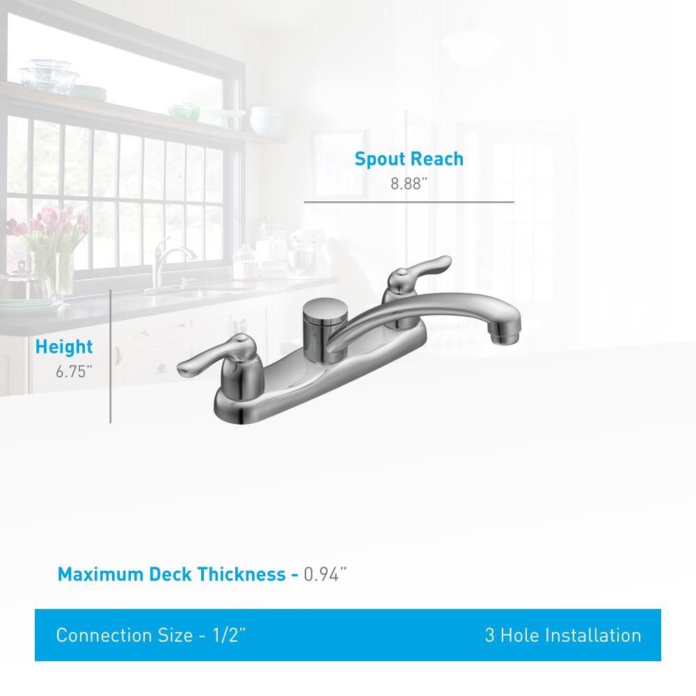 Moen Chateau Chrome 2-Handle Deck-Mount Low-Arc Handle Kitchen Faucet ...