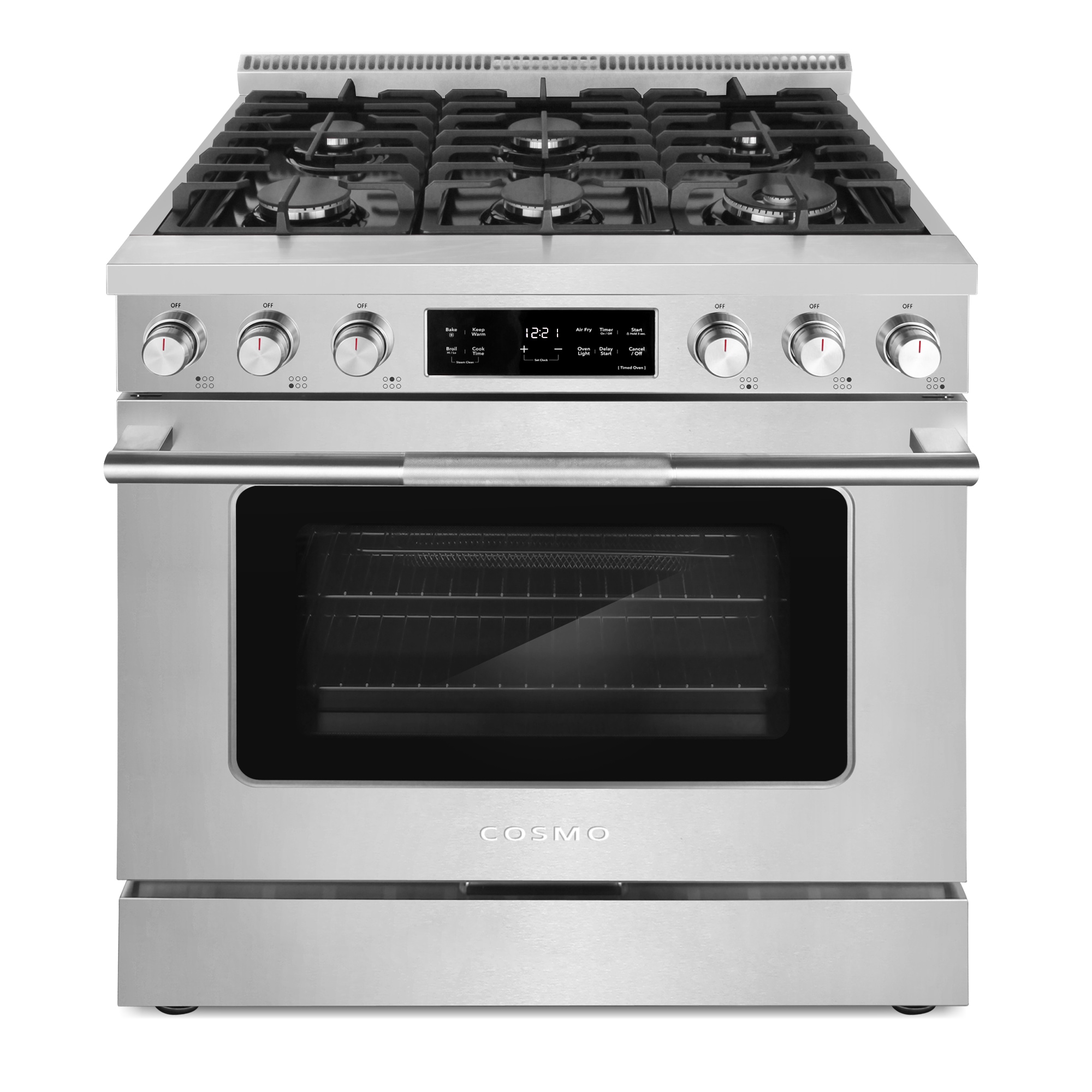 Cosmo COS-RGS366SS 36-in 6 burners 6.1-cu ft Air Fry Convection Oven Slide-In Natural Gas Range ( Stainless steel )