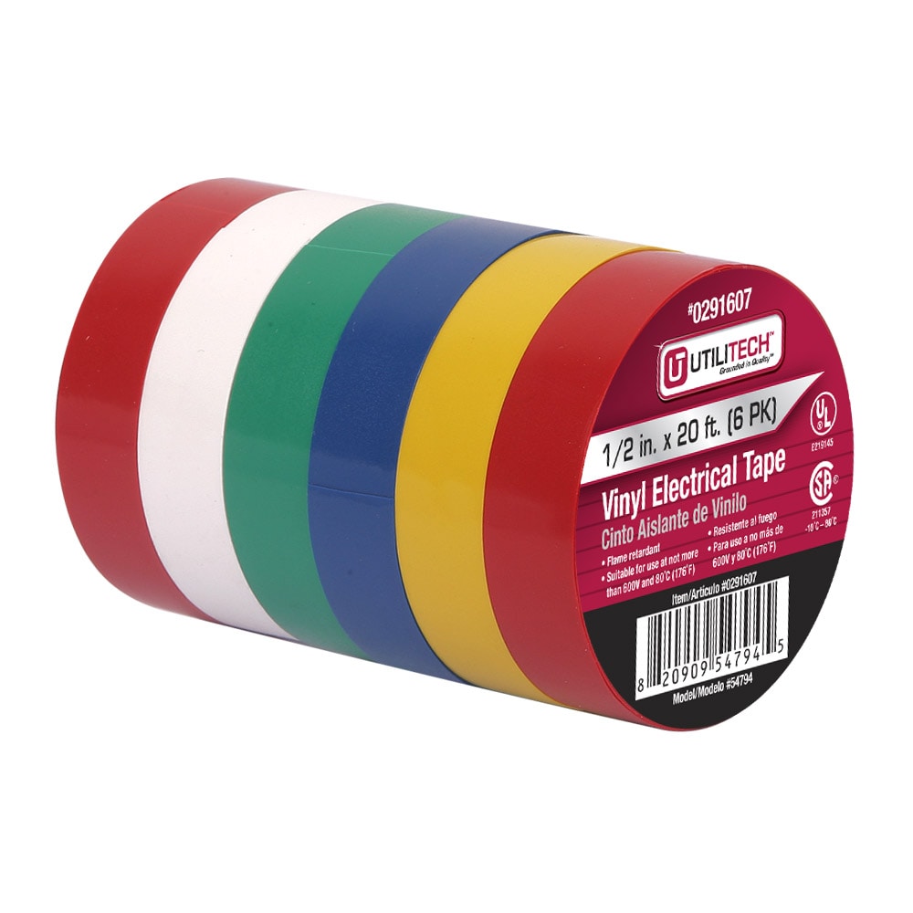 1/2 in. x 20 ft. Multiple Color Electrical Tape, 6-Piece
