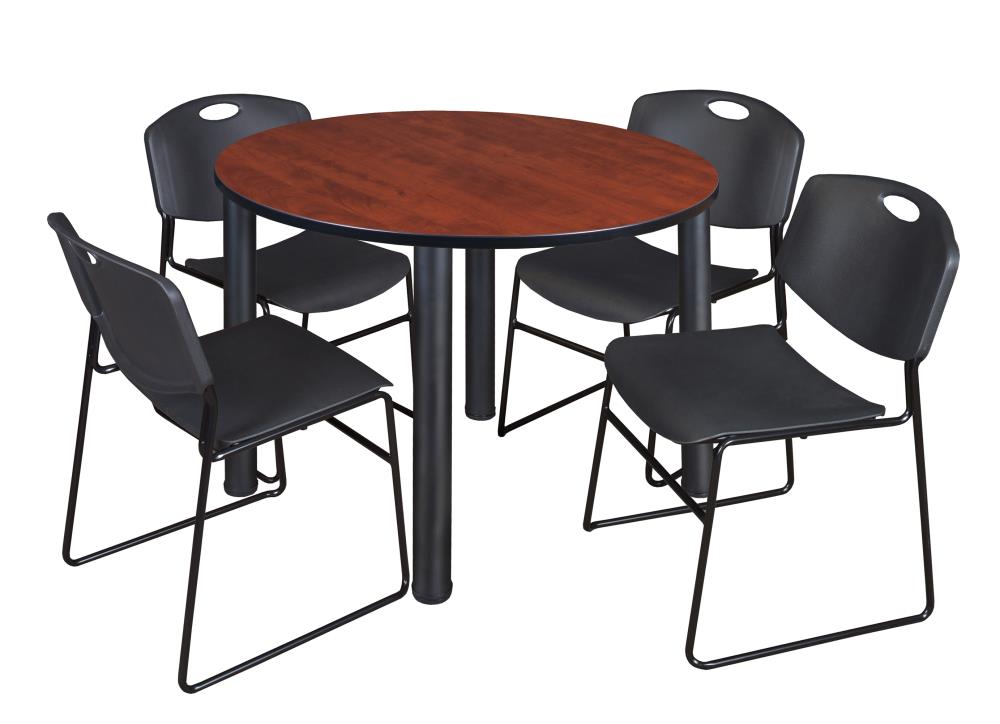 Regency TB48RNDCHBPBK44BK Breakroom Red 4-Person Training Table (48-in W x 29-in H)