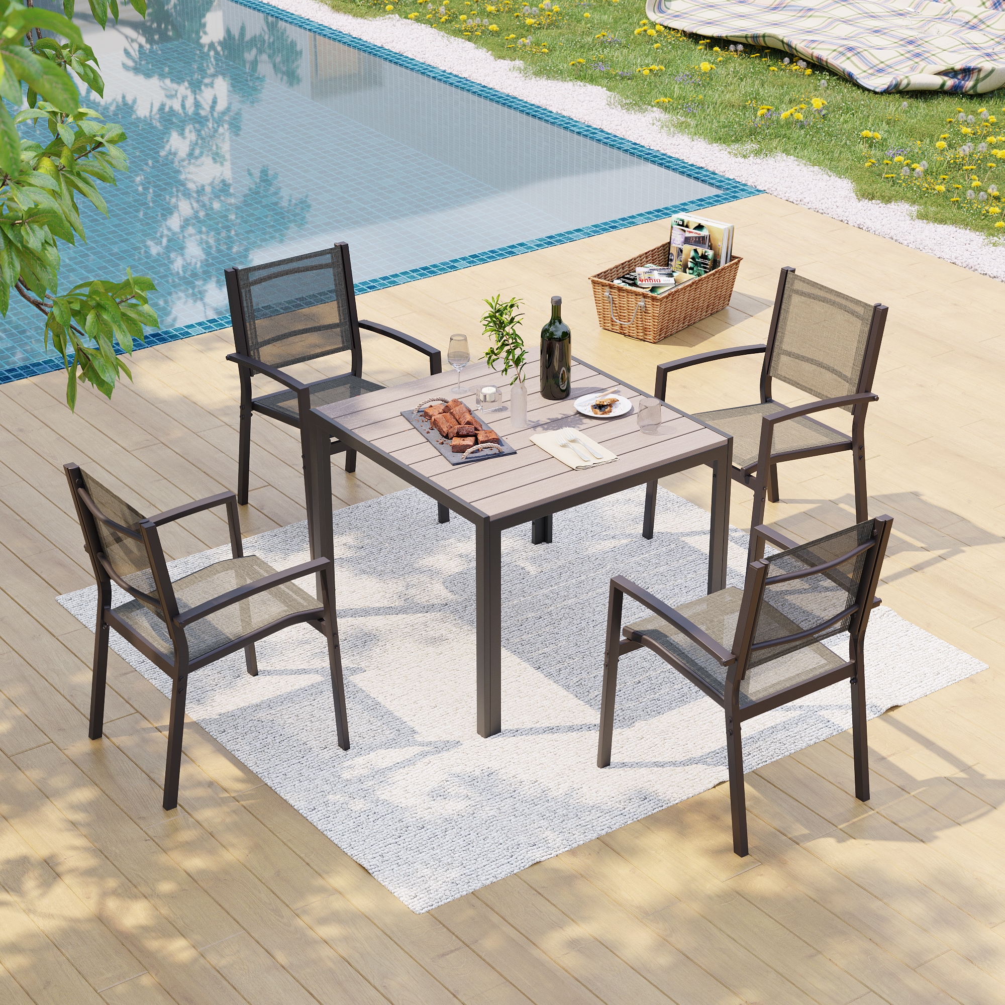 ACEGOSES LW-DS-265-TGY Skytop 5 -Piece Patio Conversation Set with Gray