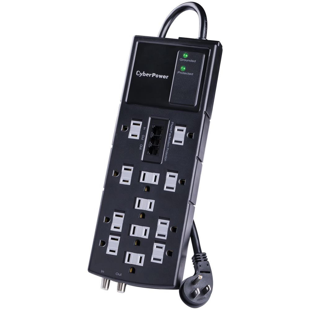 CyberPower HT1208TC 8-ft 12 -Outlet 3150 Joules 1875 -Watts Black Indoor Various receptacles Surge Protector