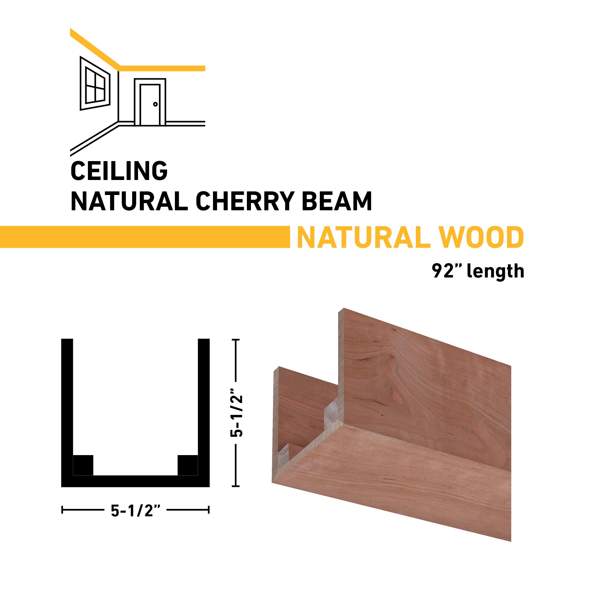 Ornamental Mouldings BEAMNAT01-92CHE5X5 Faux-Beams - View #3