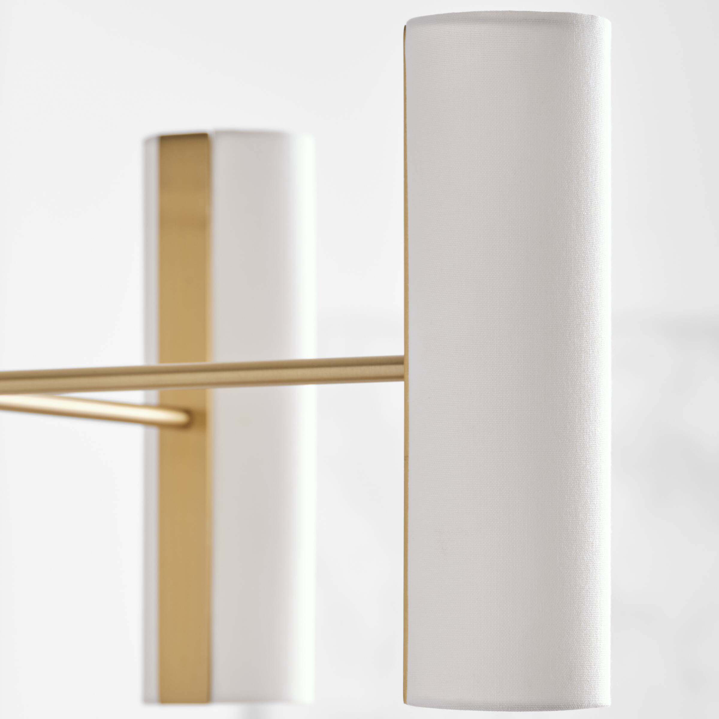 Satin Brass 8-Light Chandelier with White Linen Shades