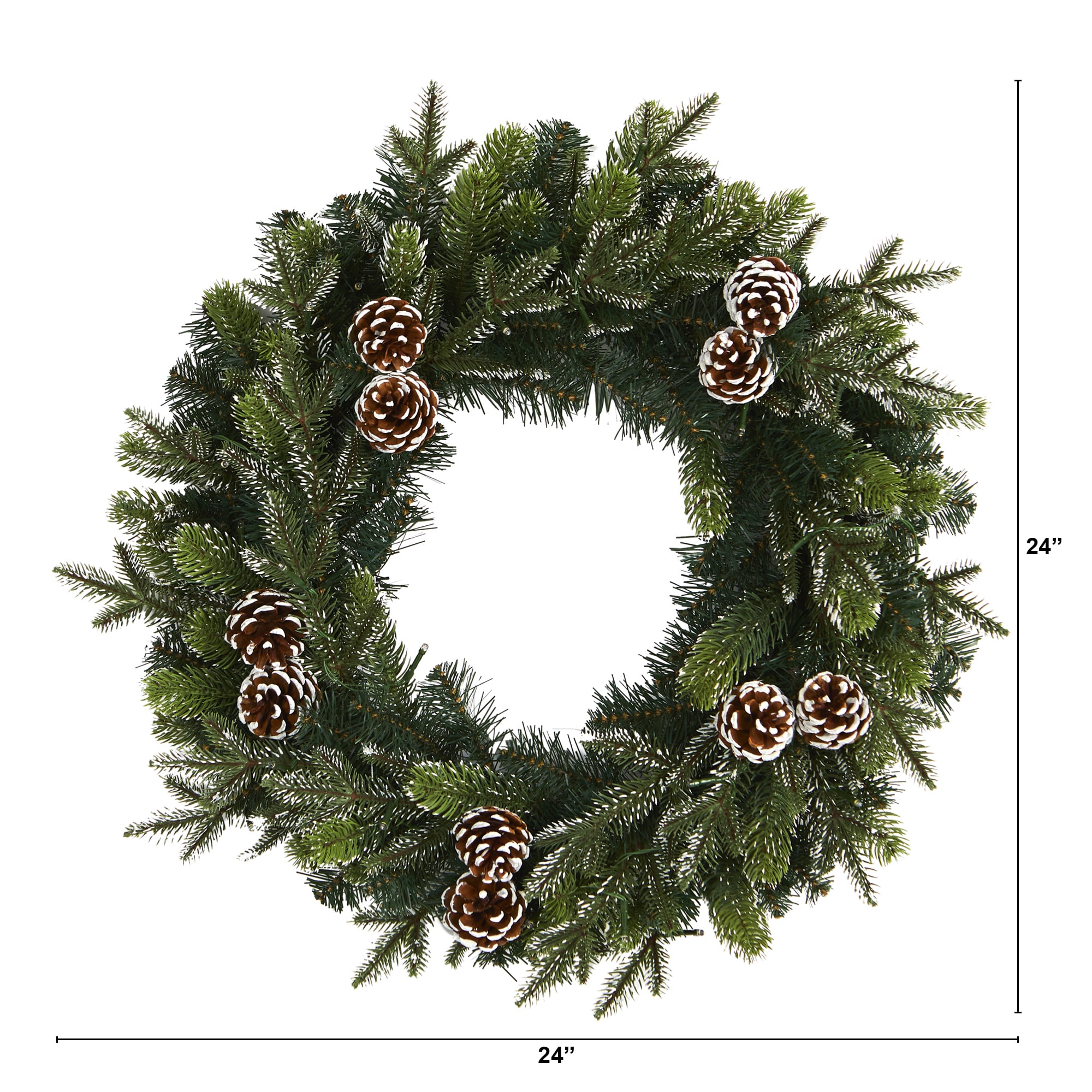 Snowed Pinecone Artificial Christmas Wreath with Clear LED Lights