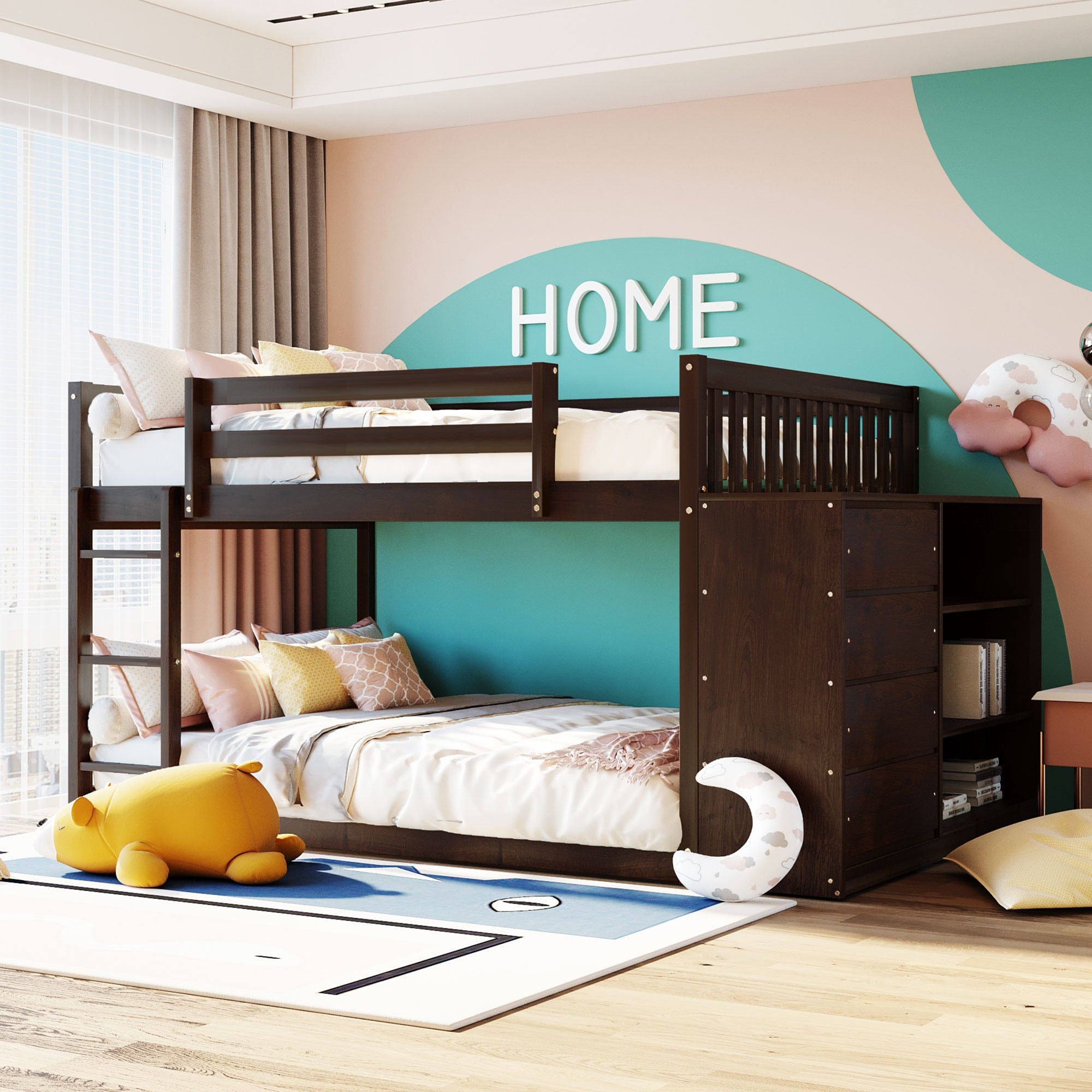 Yiekholo LL-1146AAP Espresso Full over full Bunk Bed