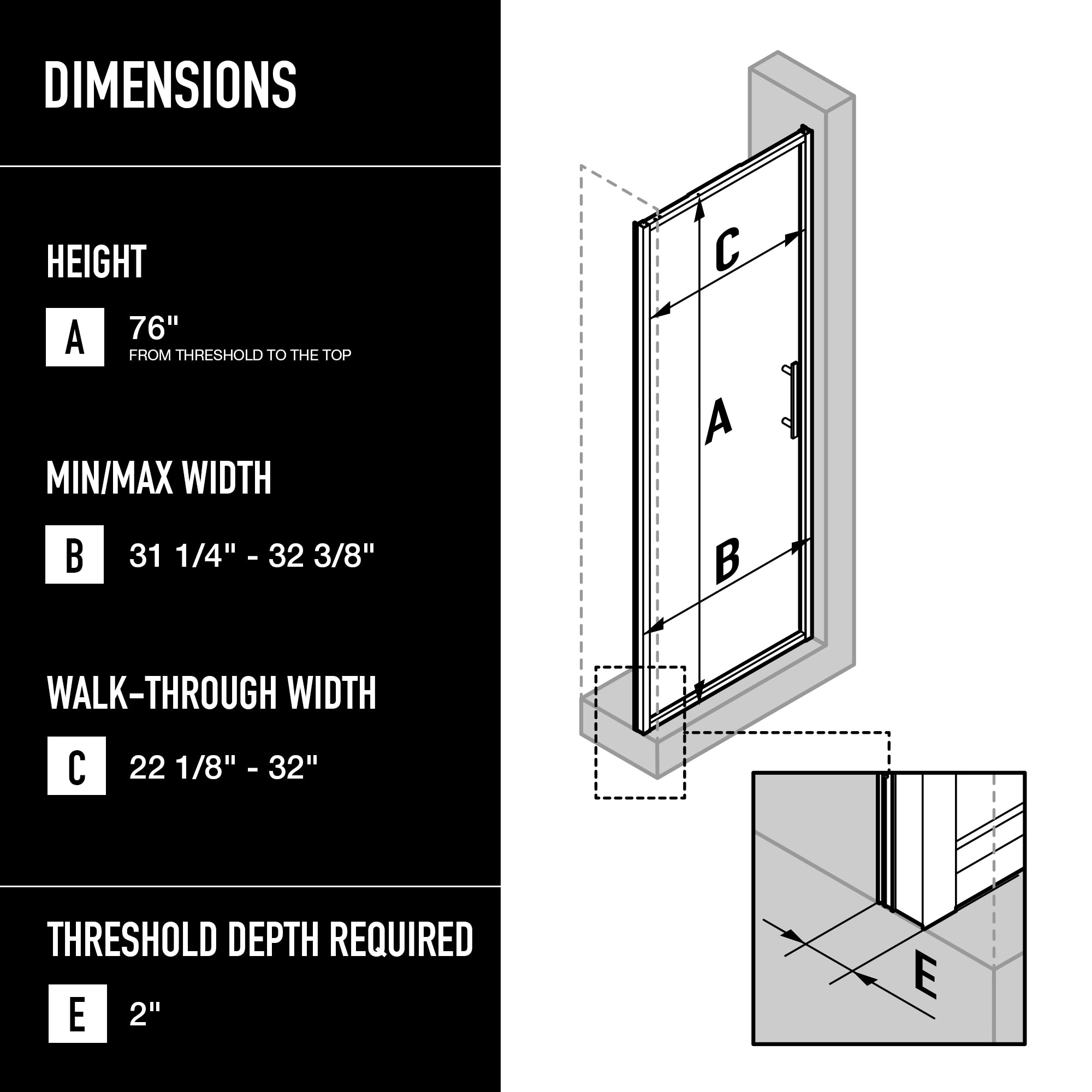 VIGO VG6079MBGCL3276 Shower-Doors - View #2