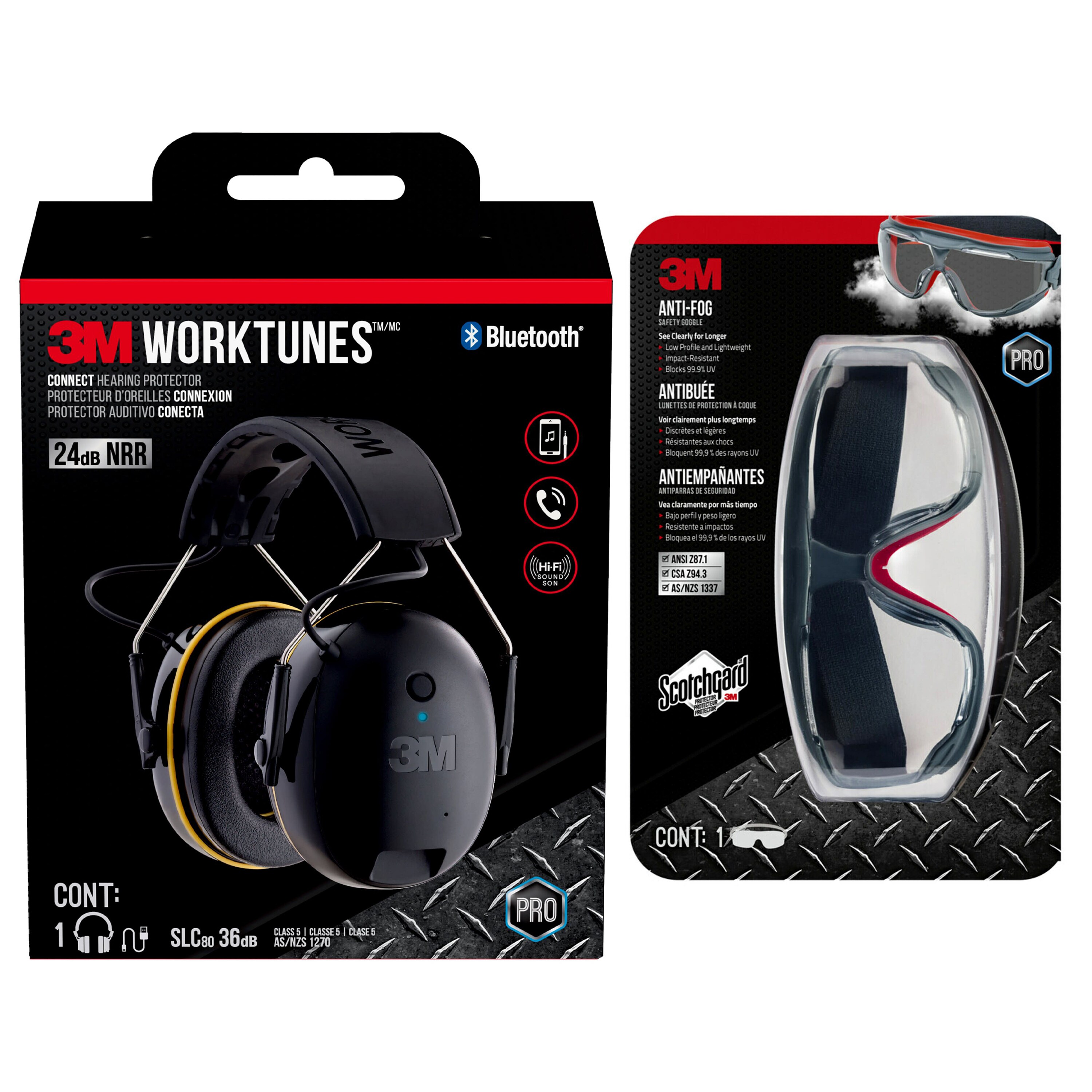 Shop 3M Safety Essentials: Worktunes Earmuffs with Bluetooth Plastic  Anti-Fog Safety Goggles at