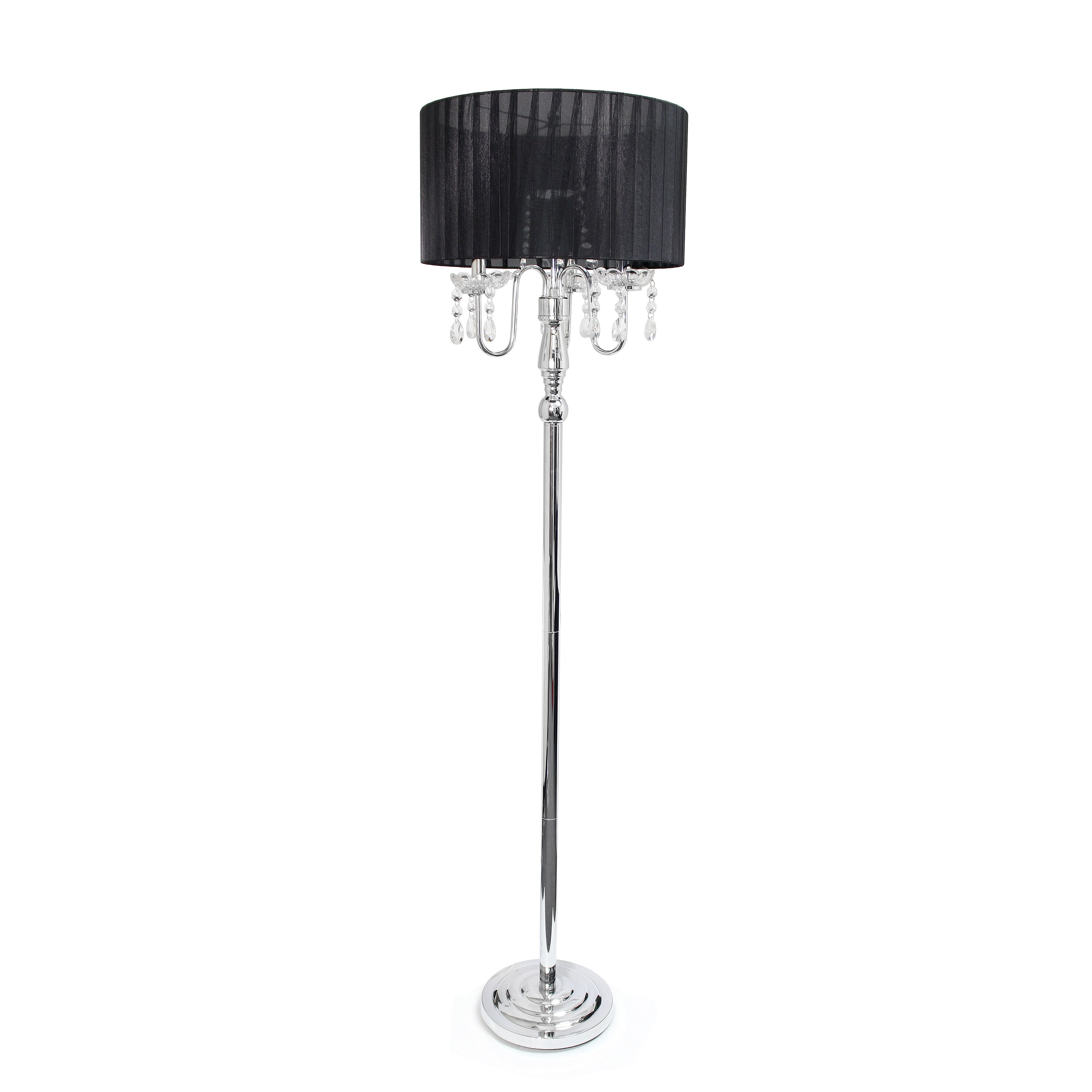 Lalia Home LHF-4004-BK 62-in Chrome/Black Standard Floor Lamp with Fabric Shade