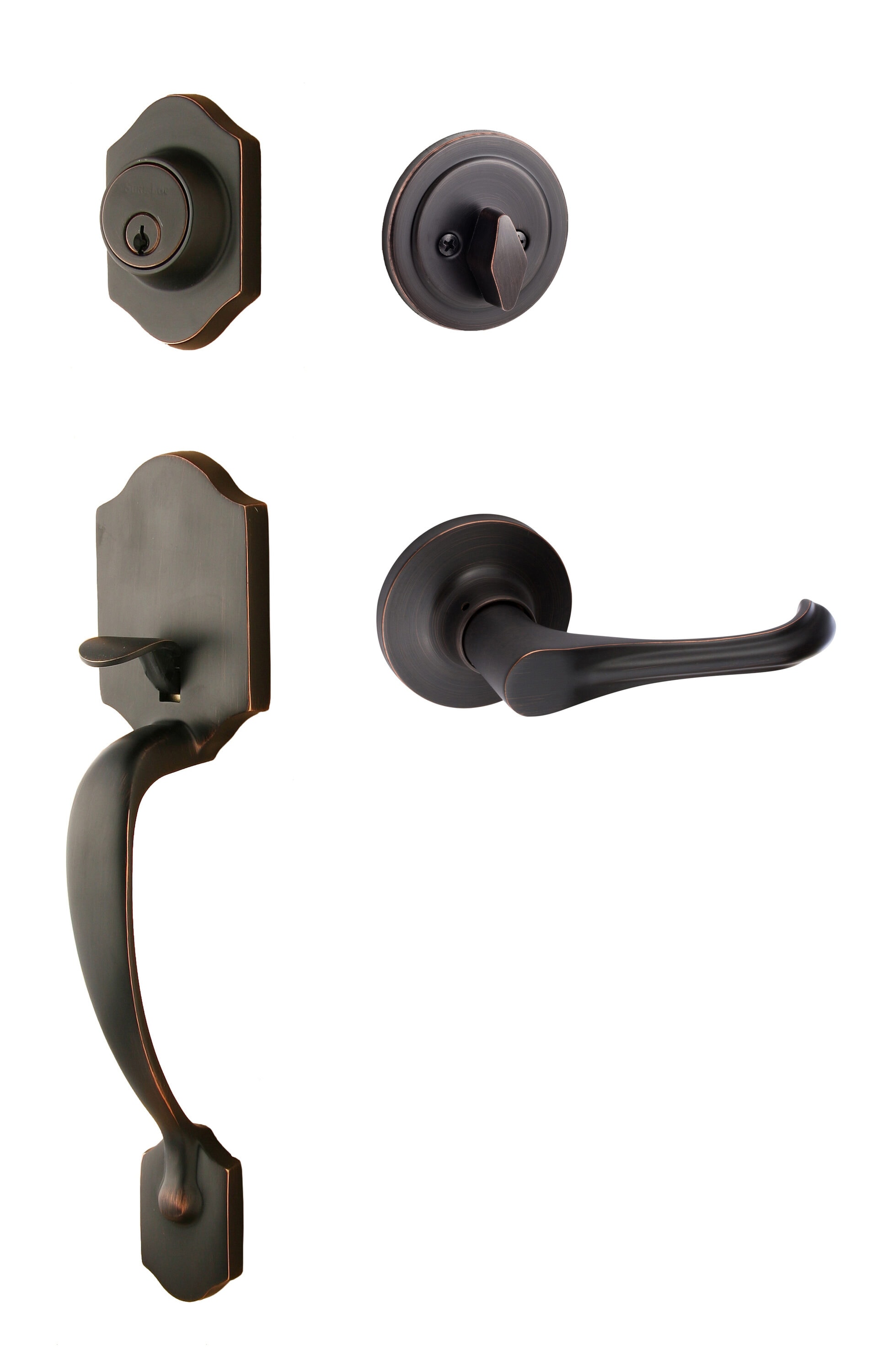 Sure-Loc Hardware CR507-HA 11P SureLoc Coral Vintage Bronze Single-Cylinder Deadbolt Exterior Keyed entry Door Handle