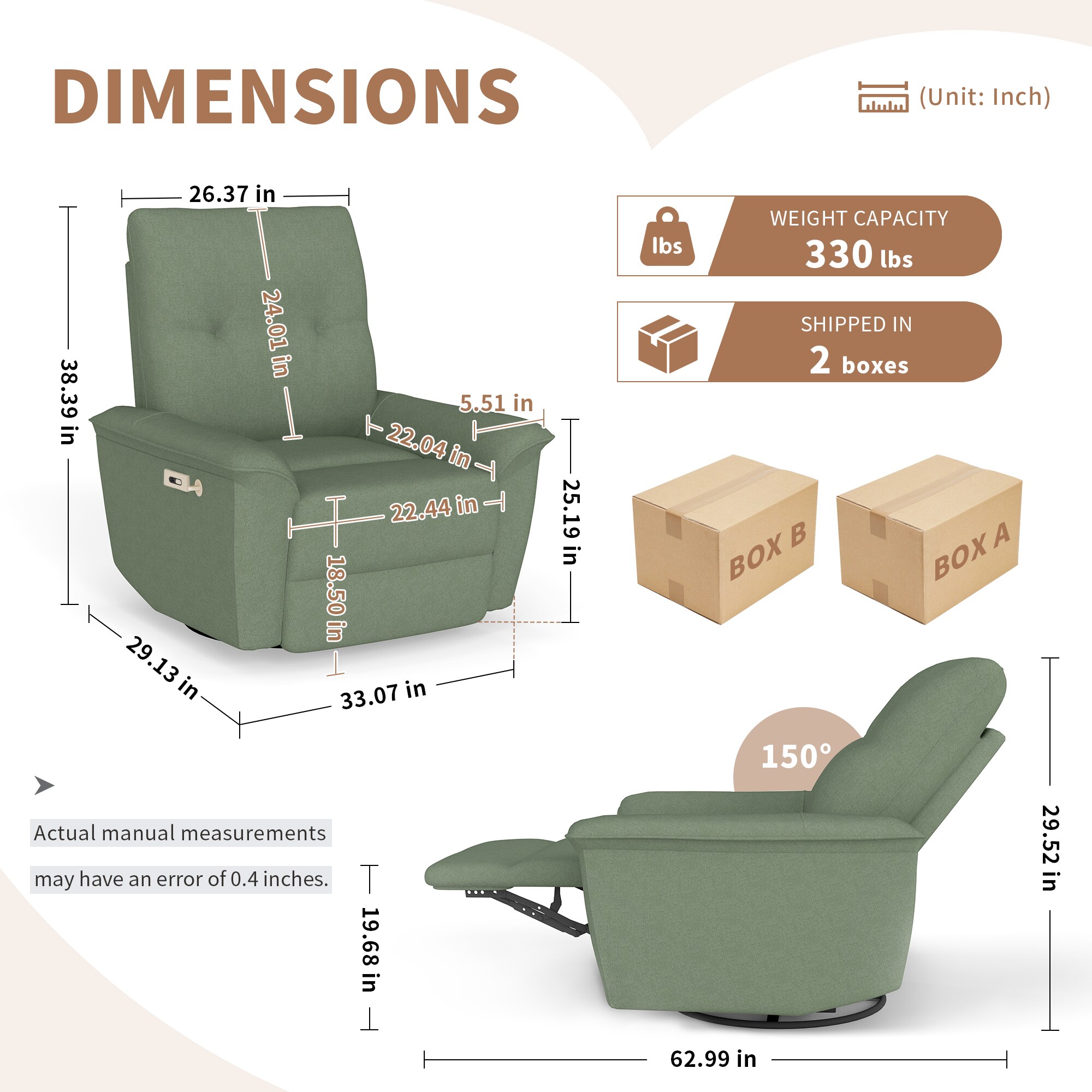 Homy Casa RE102802-GR recliners - View #3