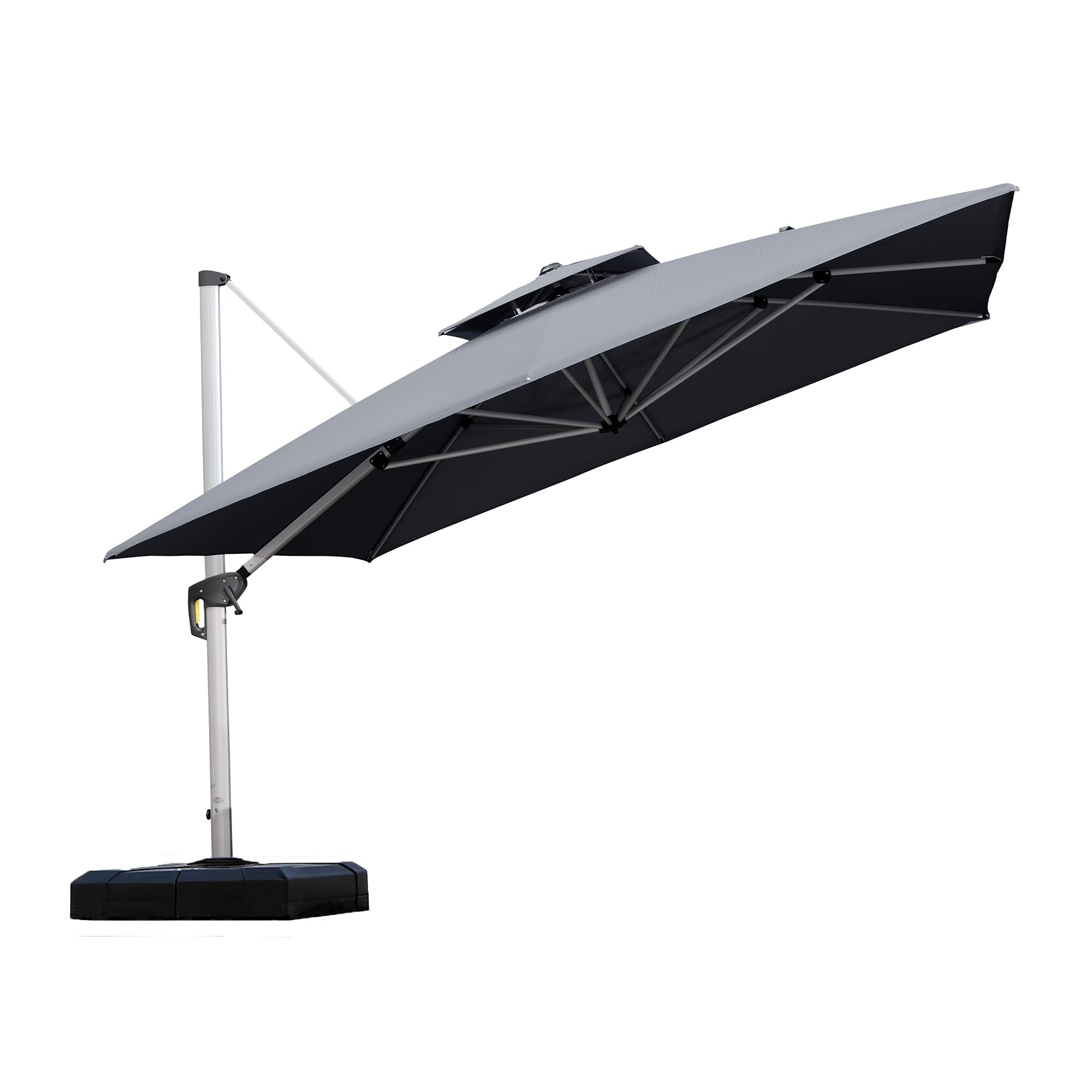 PURPLE LEAF LSLRS11-GY 11-ft Aluminum Gray Crank Cantilever Patio Umbrella