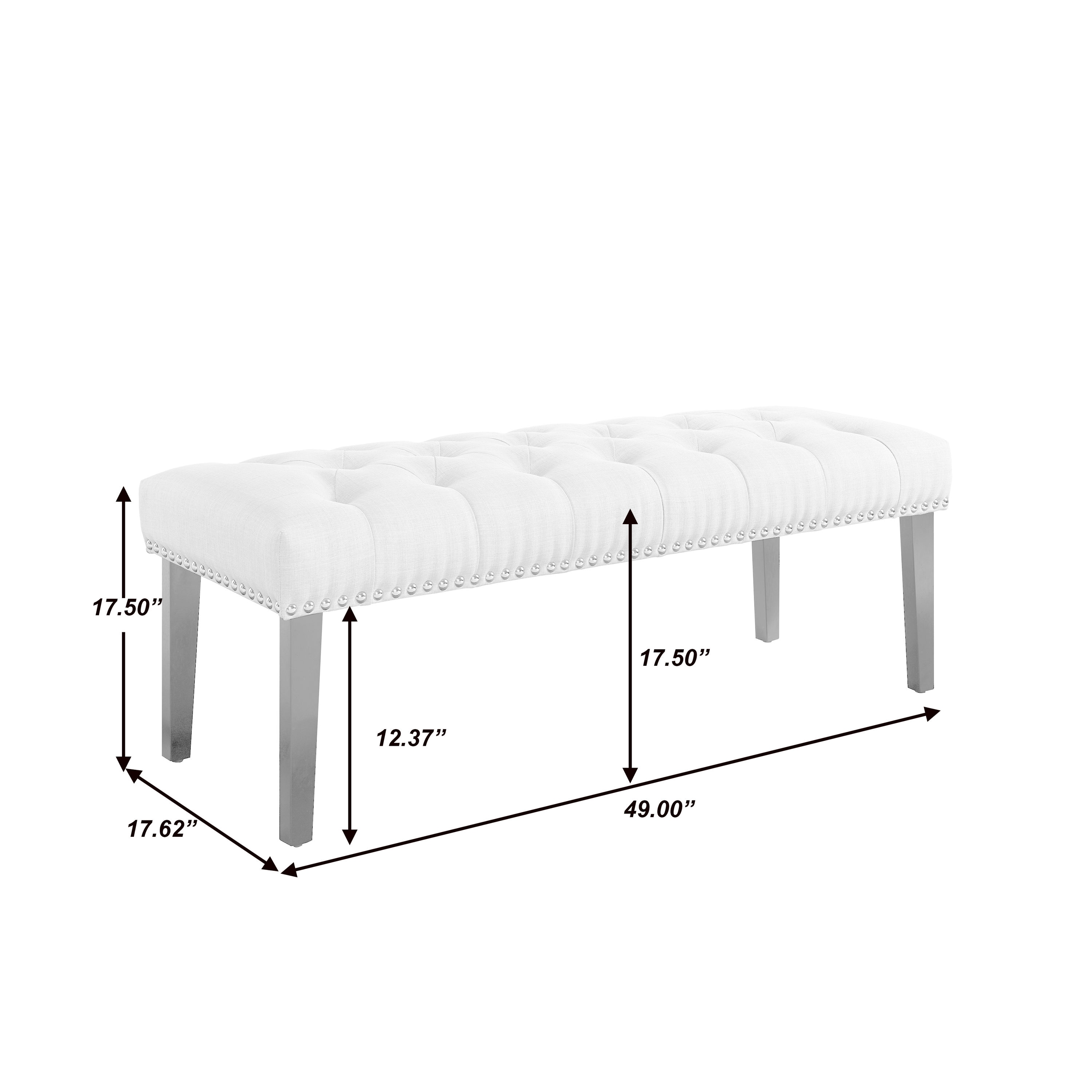 Accentrics Home Casual Beige Accent Bench 49-in X 17.88-in X 17.5-in At 