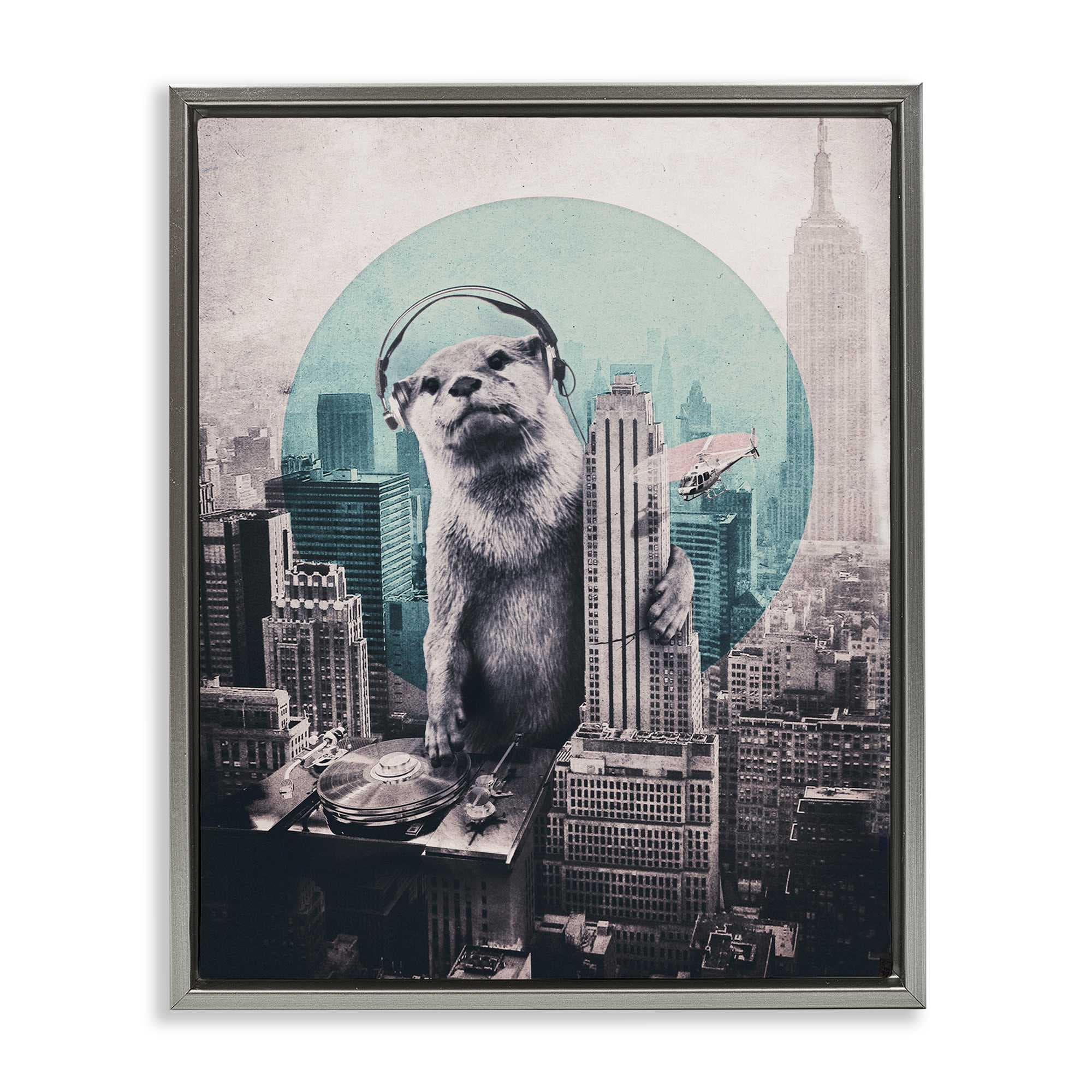 Stupell Industries BT-279-FFL-24X30 DJ Otter over Cityscape Floating Frame design by Ali Gulec