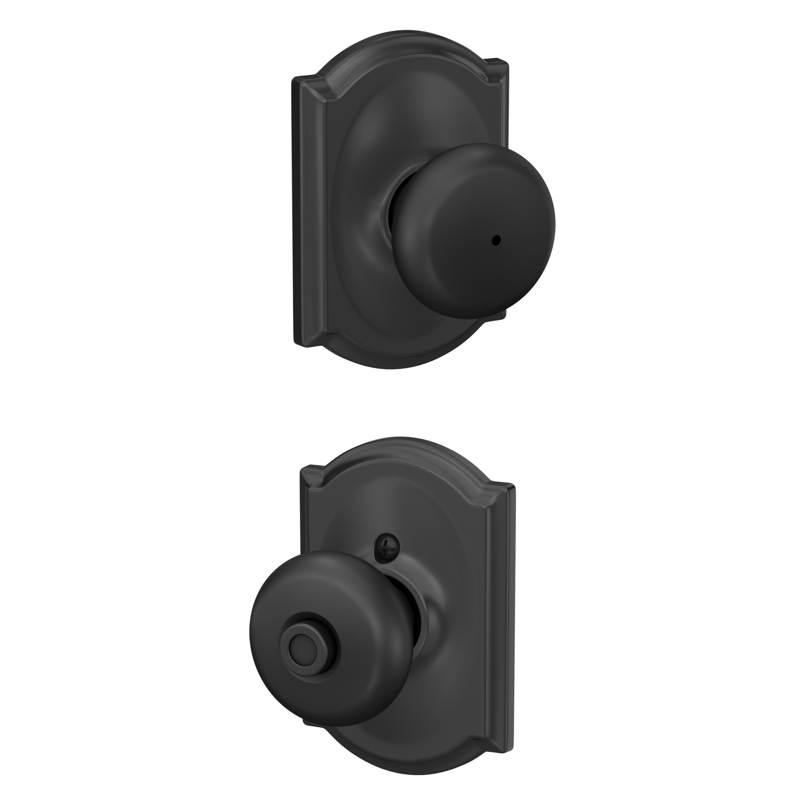 Schlage F40 PLY 622 CAM Plymouth-Camelot Matte Black Interior Bed/Bath Privacy Door Knob