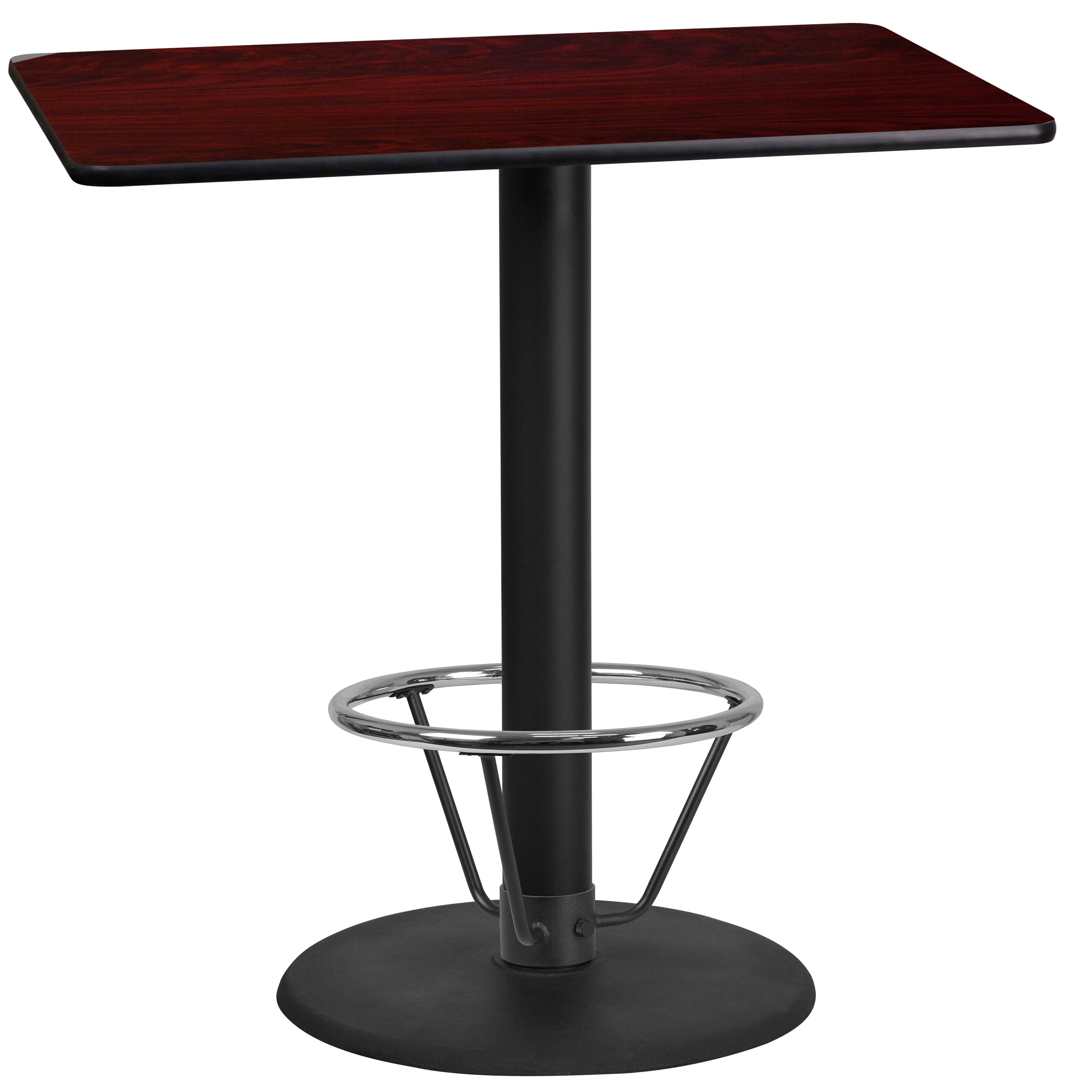 Flash Furniture 889142217862 Mahogany Contemporary/Modern Bar Table, Wood veneer with Black Metal Pedestal Base 42-Inches L x 43.13-Inches H