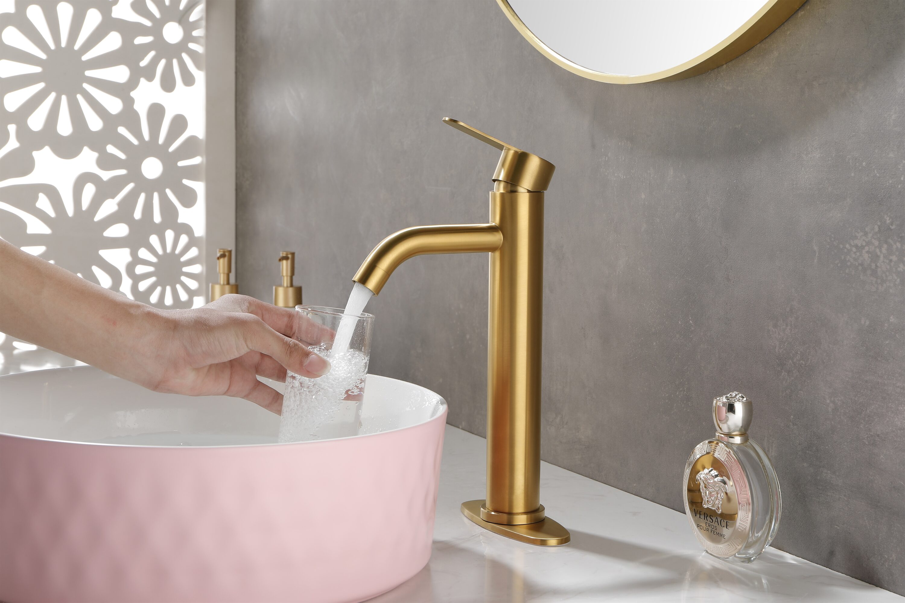 Brushed Gold Stainless Steel Single Handle Waterfall Faucet
