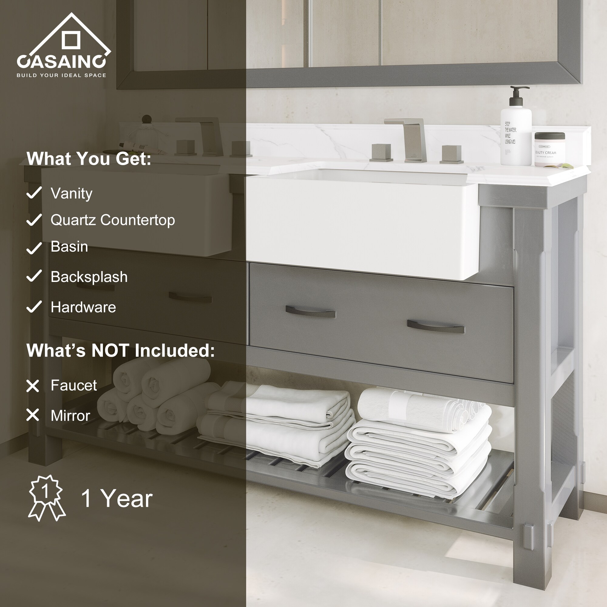 CASAINC MS-10036-CAB-GR Bath-Vanity-Combo - View #11