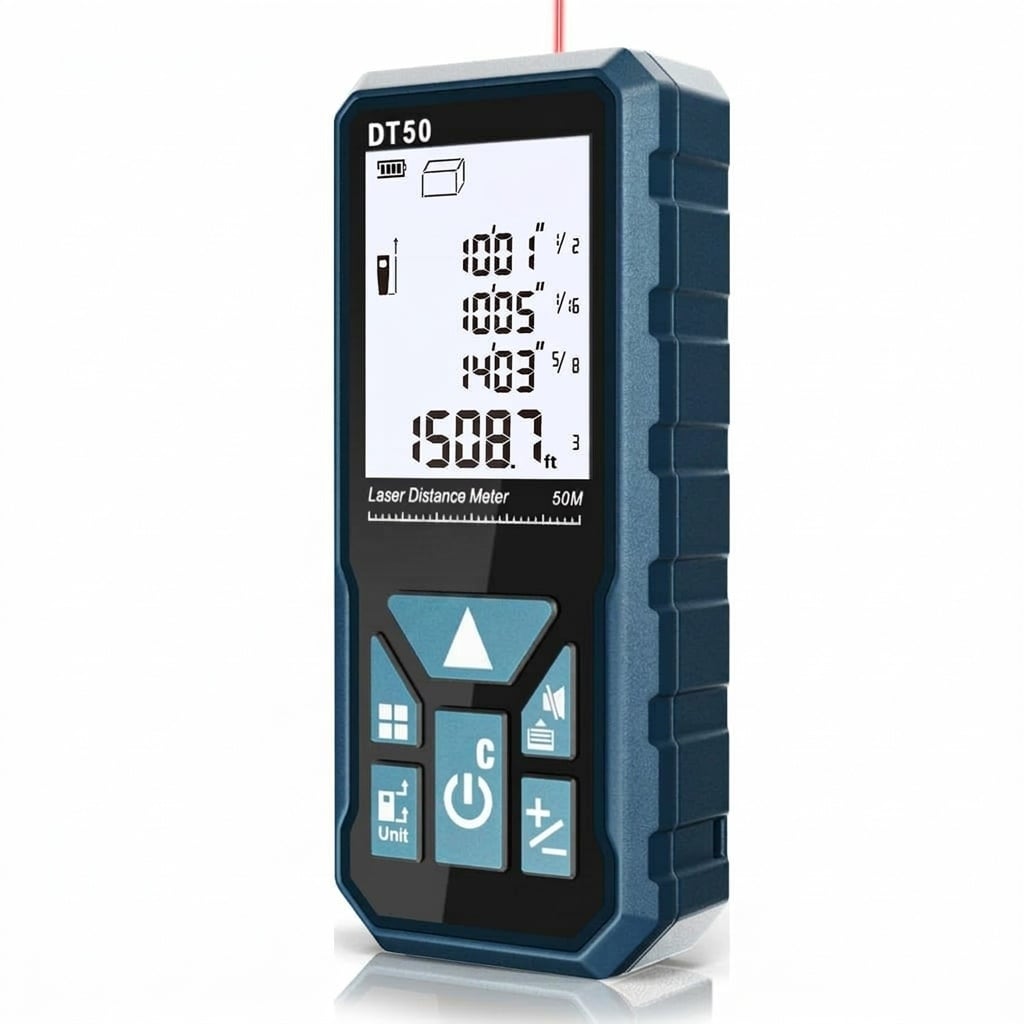 Misopily Digital Laser Distance Measurer 165 Ft High Accuracy Electronic Tape Measure 2 Inch LCD Display Area Volume Indirect Measurement 1 Piece #LMS0427M11