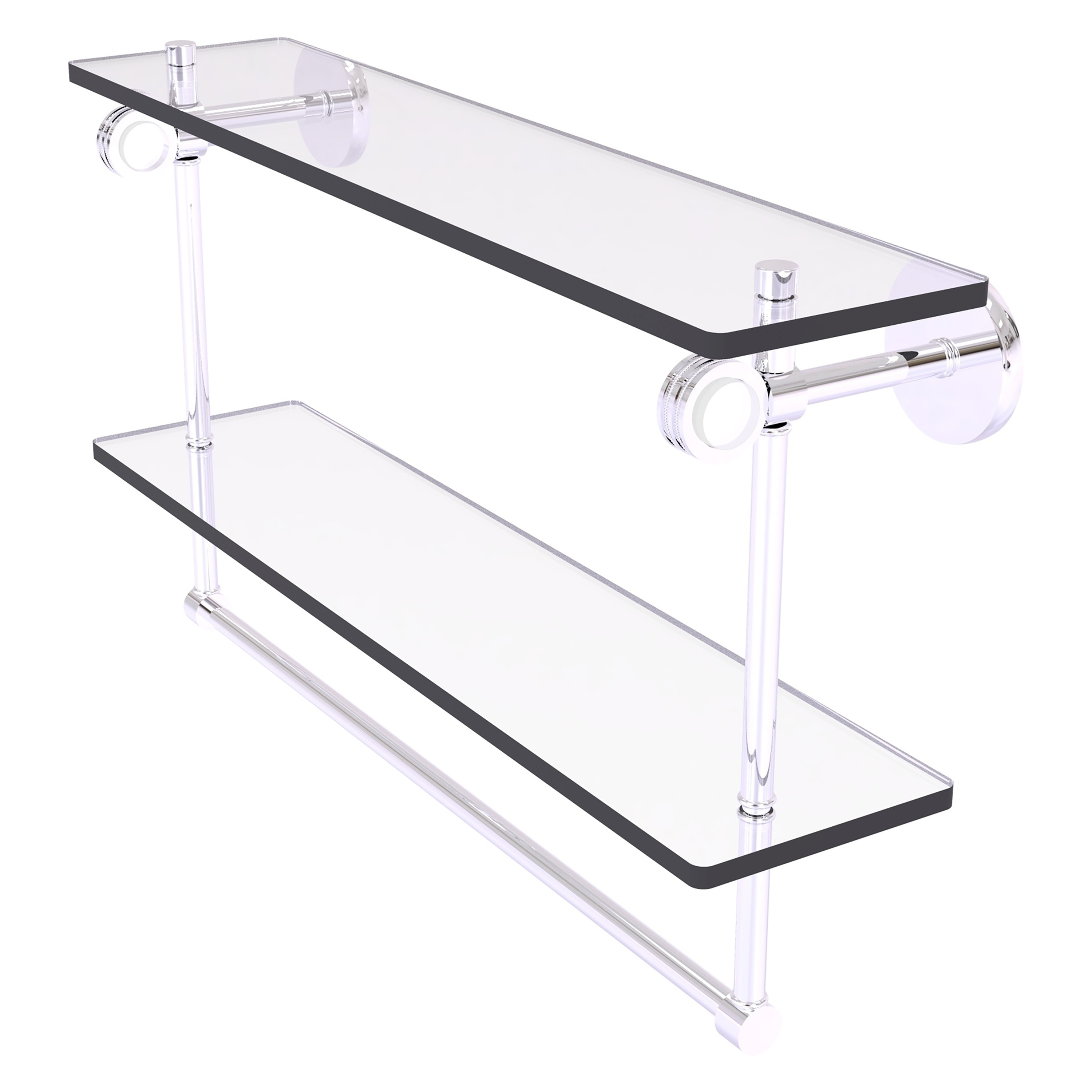Allied Brass CV-2TBD-22-PC Clearview Polished Chrome 2 -Tier Wall mount Bathroom Shelf ( 22-in x 12.8-in x 5-in )