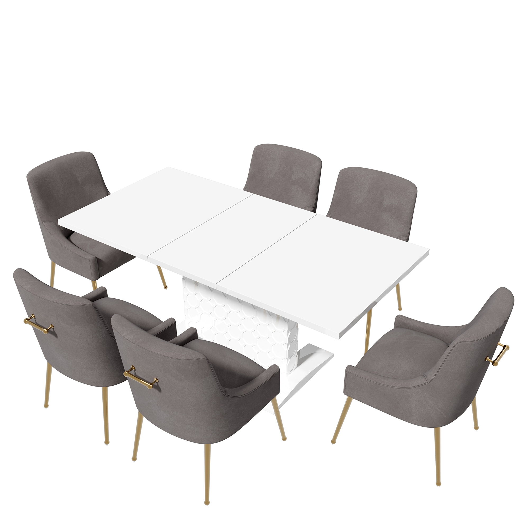 Clihome CL-ST1WH700GY Gray Chair/White Table Contemporary/Modern Dining Room Set with Rectangular Table ( Seats 6 )