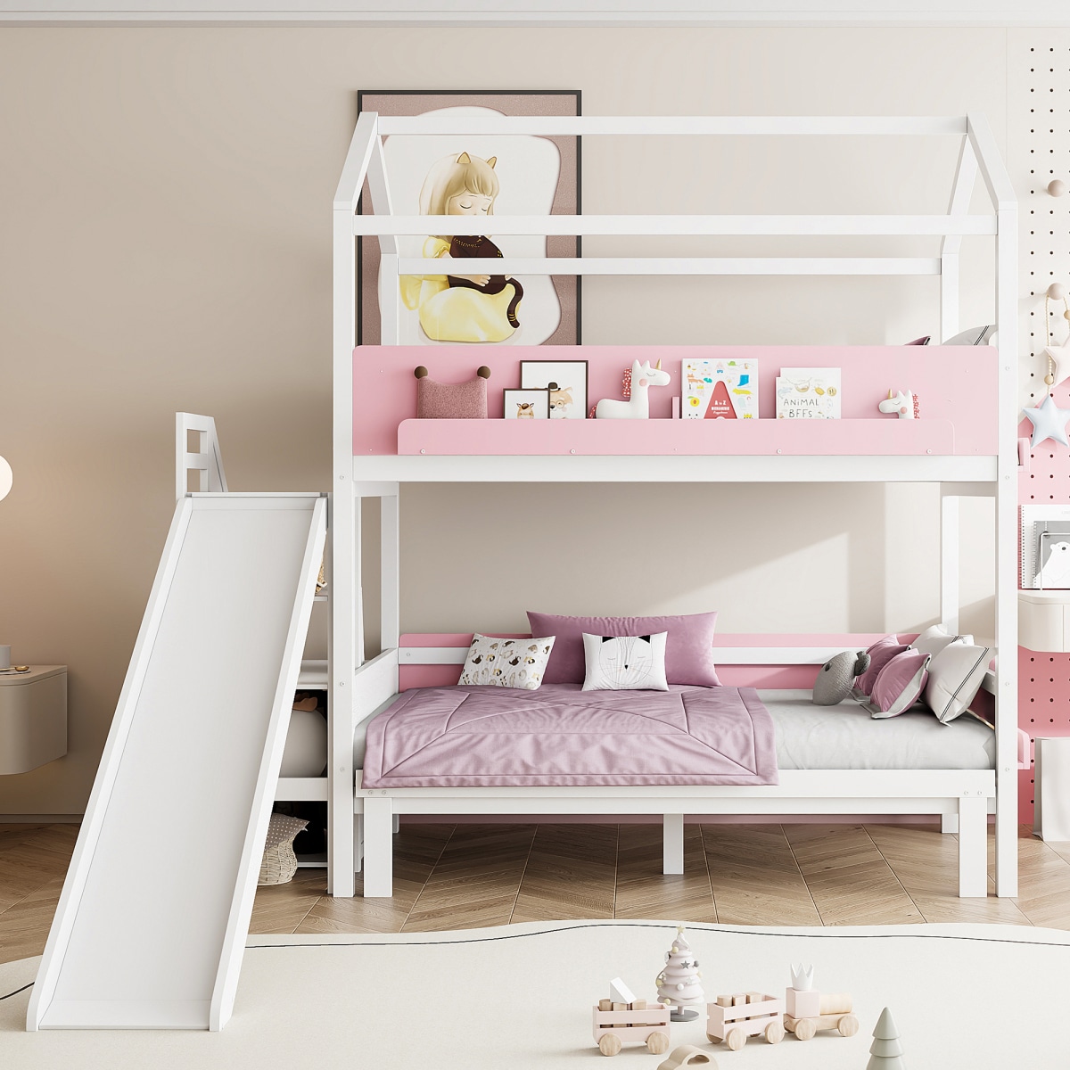 Streamdale Furniture Streamdale House-Shaped Twin/Full Bunk Bed with ...