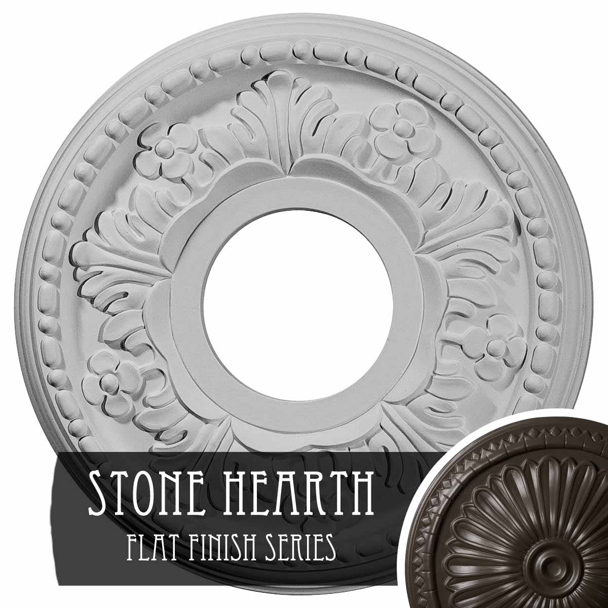 Ekena Millwork CM11HESHF Helene 11.875-in W x 11.875-in L Painted Stone Hearth Polyurethane Whole Ceiling Medallion