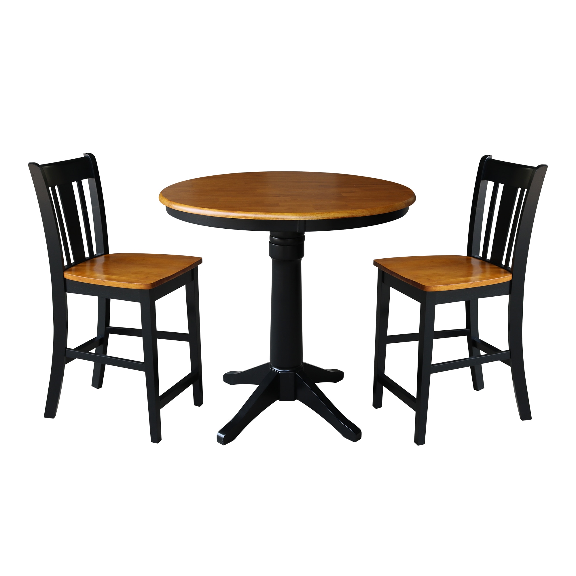 International Concepts K57-36RT-27B-S102-2 Black/cherry Casual Dining Room Set with Round Table ( Seats 2 )
