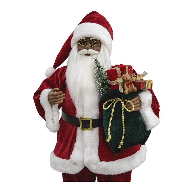 Holiday Living 28.2-in Animated Black Santa with Gift bag in the ...