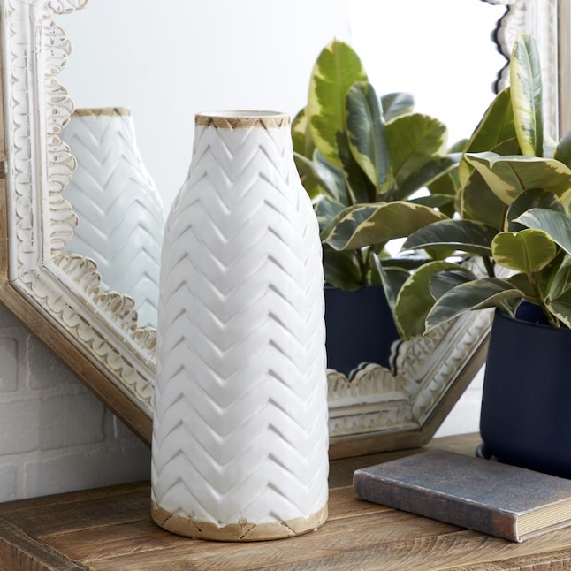 Large Round White Ceramic Vase, Round White Vase Large