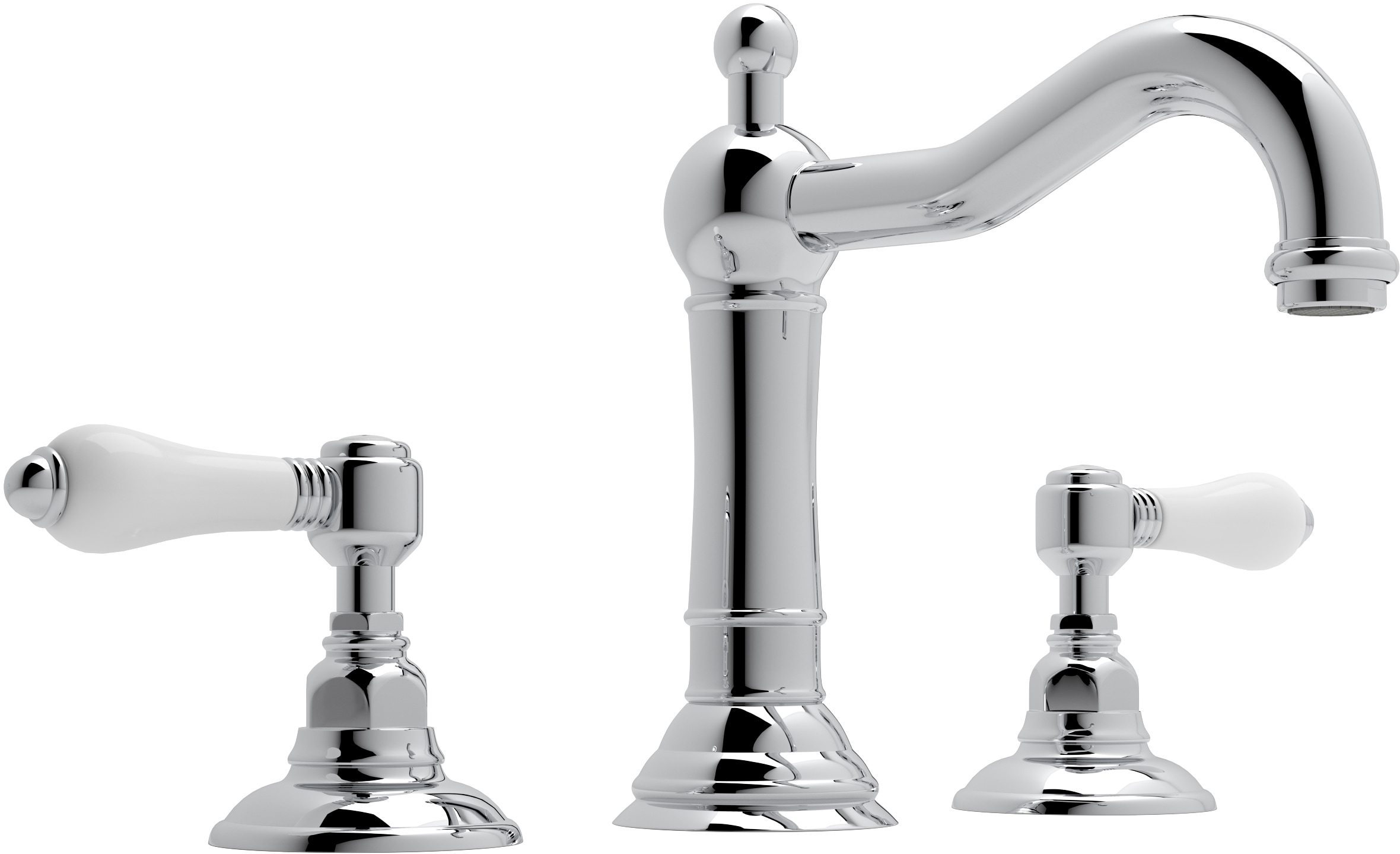Rohl A1409LPAPC-2 Country Bath Polished Chrome Widespread 2-handle High-arc Residential Handle Bathroom Sink Faucet with Drain