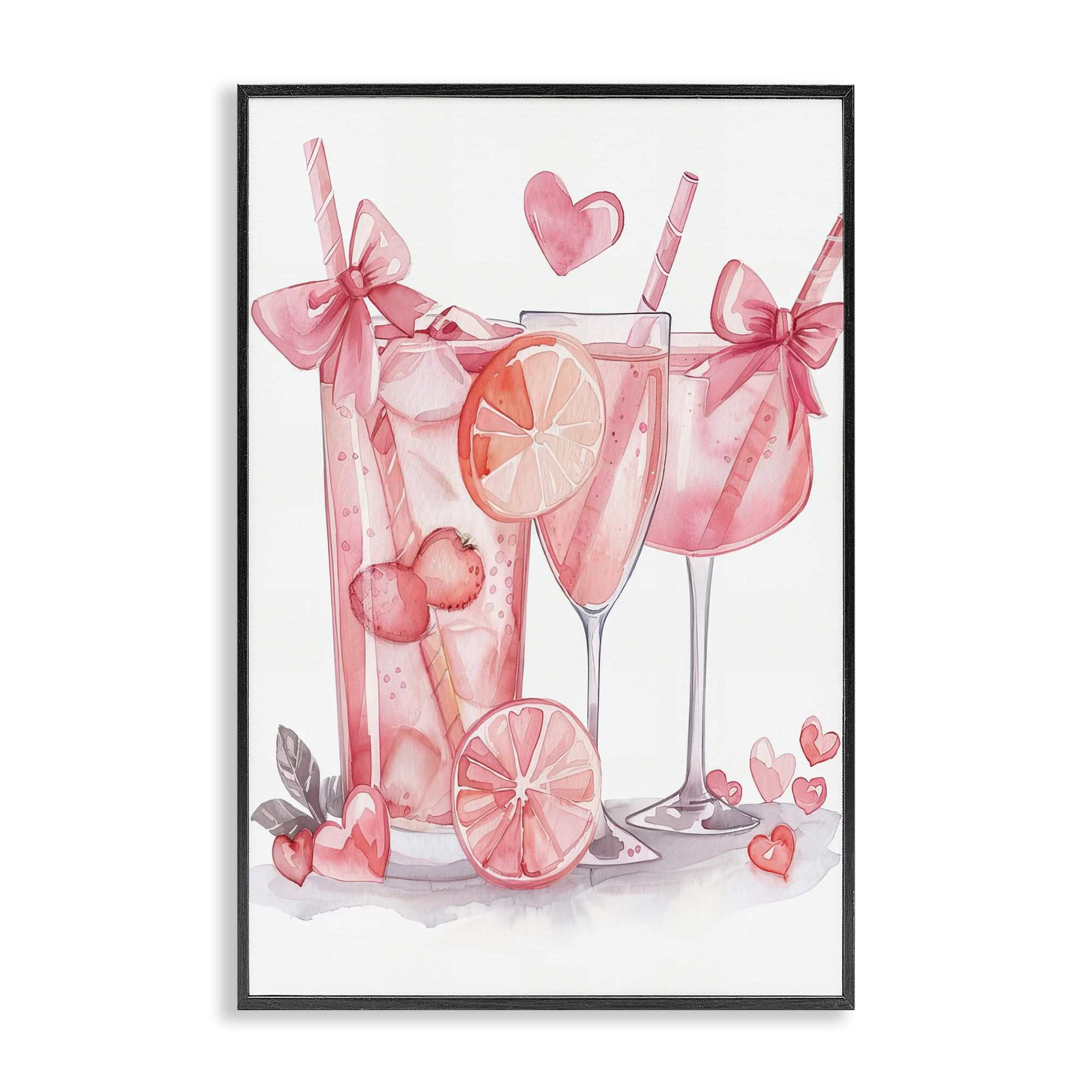 Stupell Industries BT-676-FR-12X18 Pink Glam Cocktail Party Black Framed Giclee Art By LSR Design Studio 12 x 18