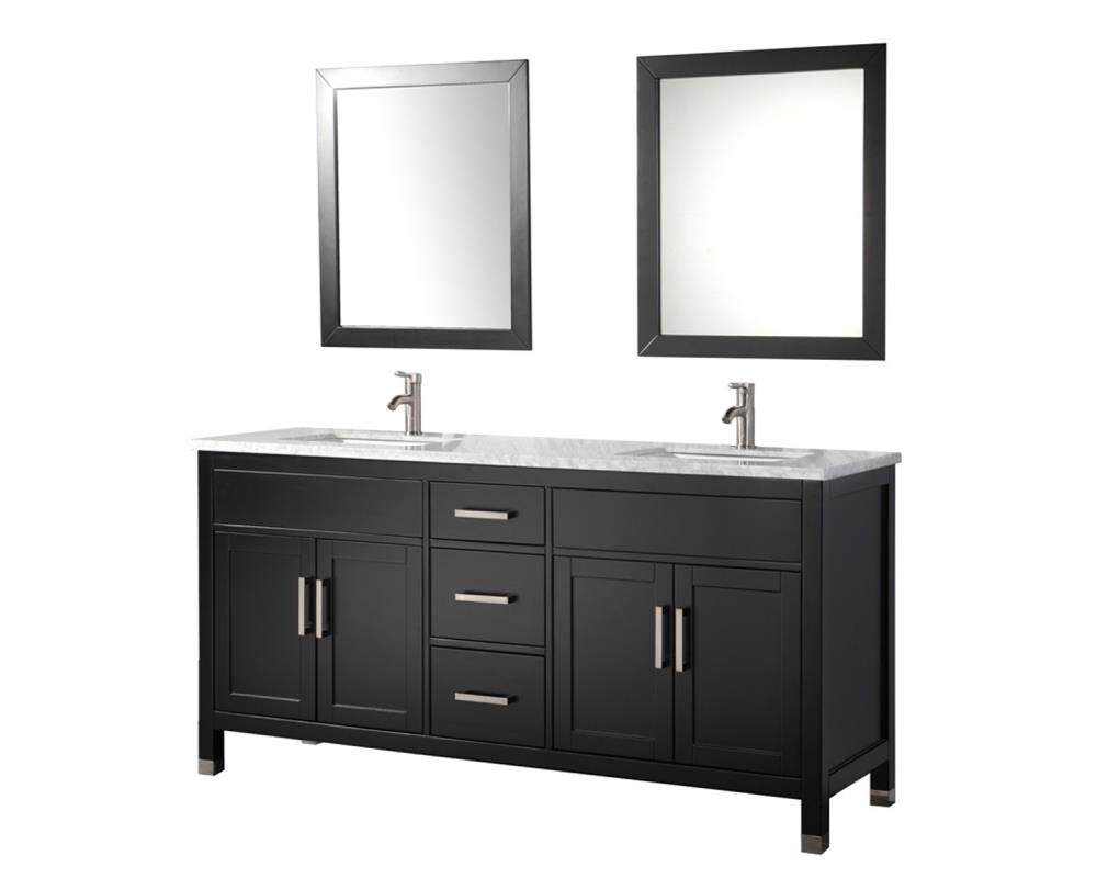 Mtd Vanities 72 In Espresso Undermount Double Sink Bathroom Vanity With White Carrera Natural Marble Top Mirror And Faucet Included In The Bathroom Vanities With Tops Department At Lowes Com