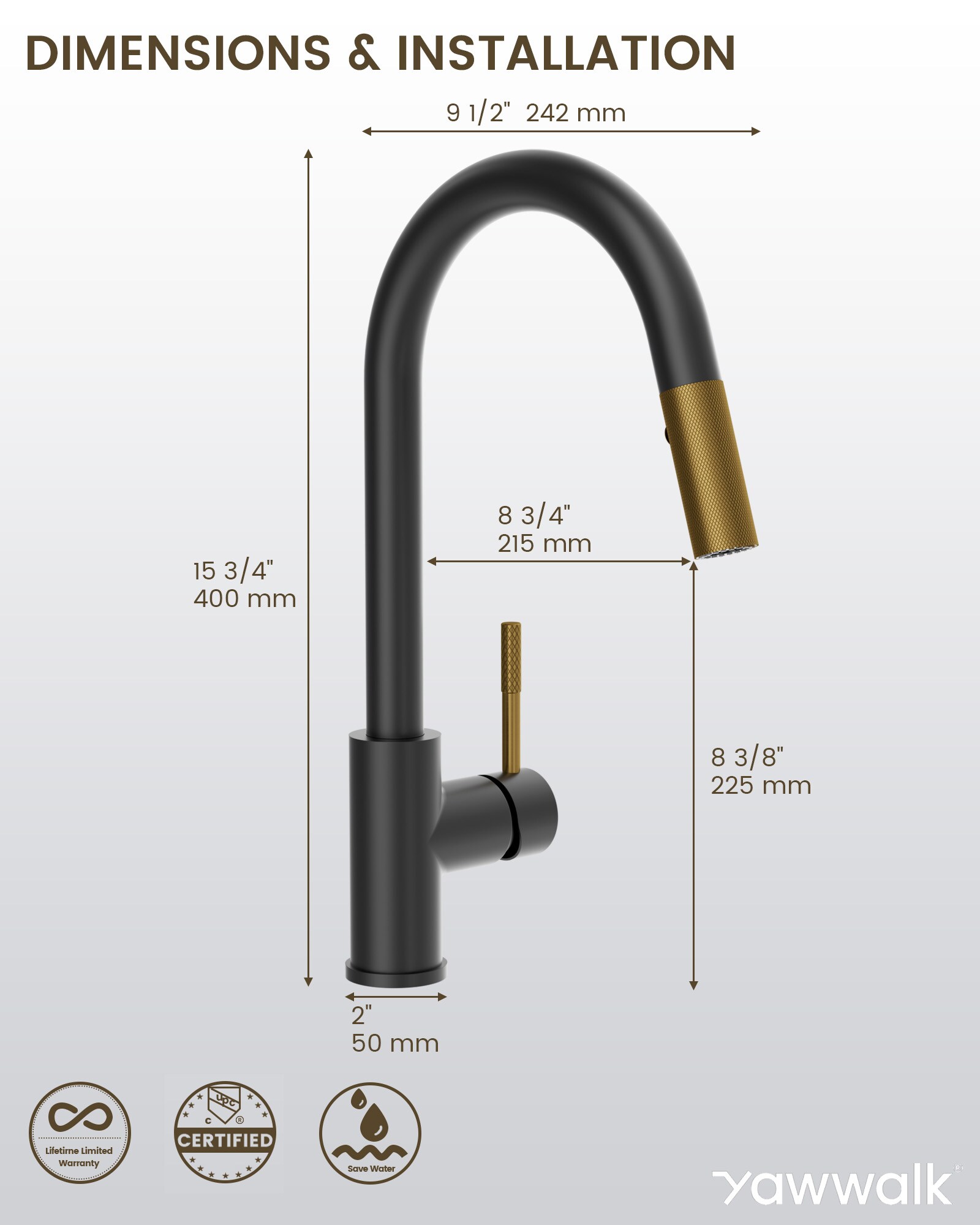 YAWWALK Y11W76-MBBG Kitchen-Faucets - View #7